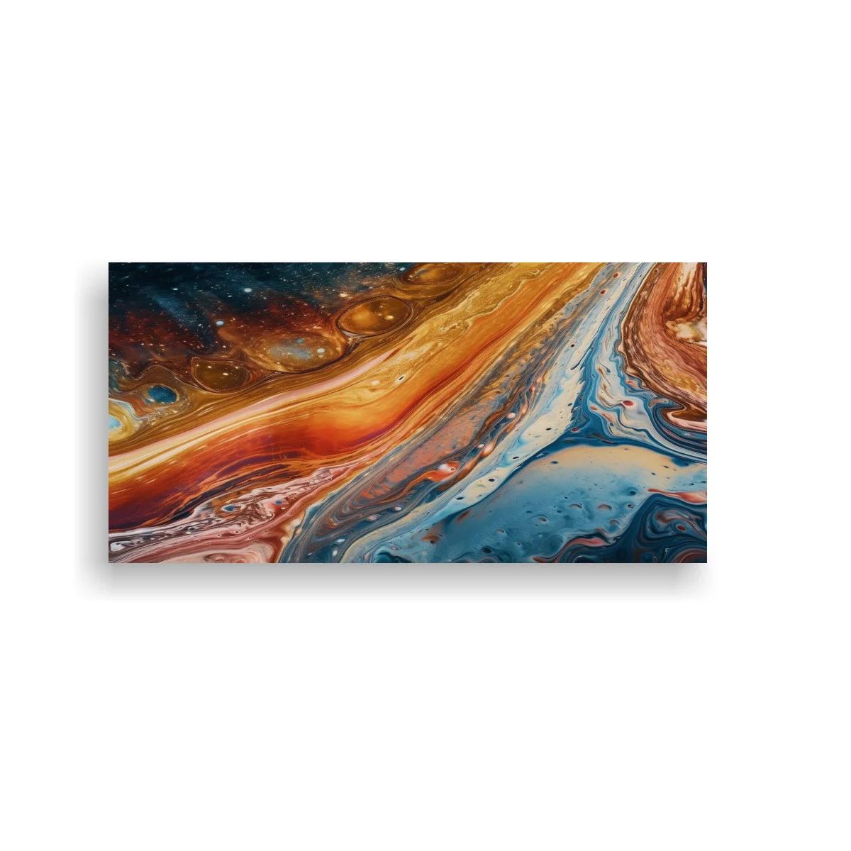 Cuadro remolino de pintura fluida en azul y cobre — imagen principal