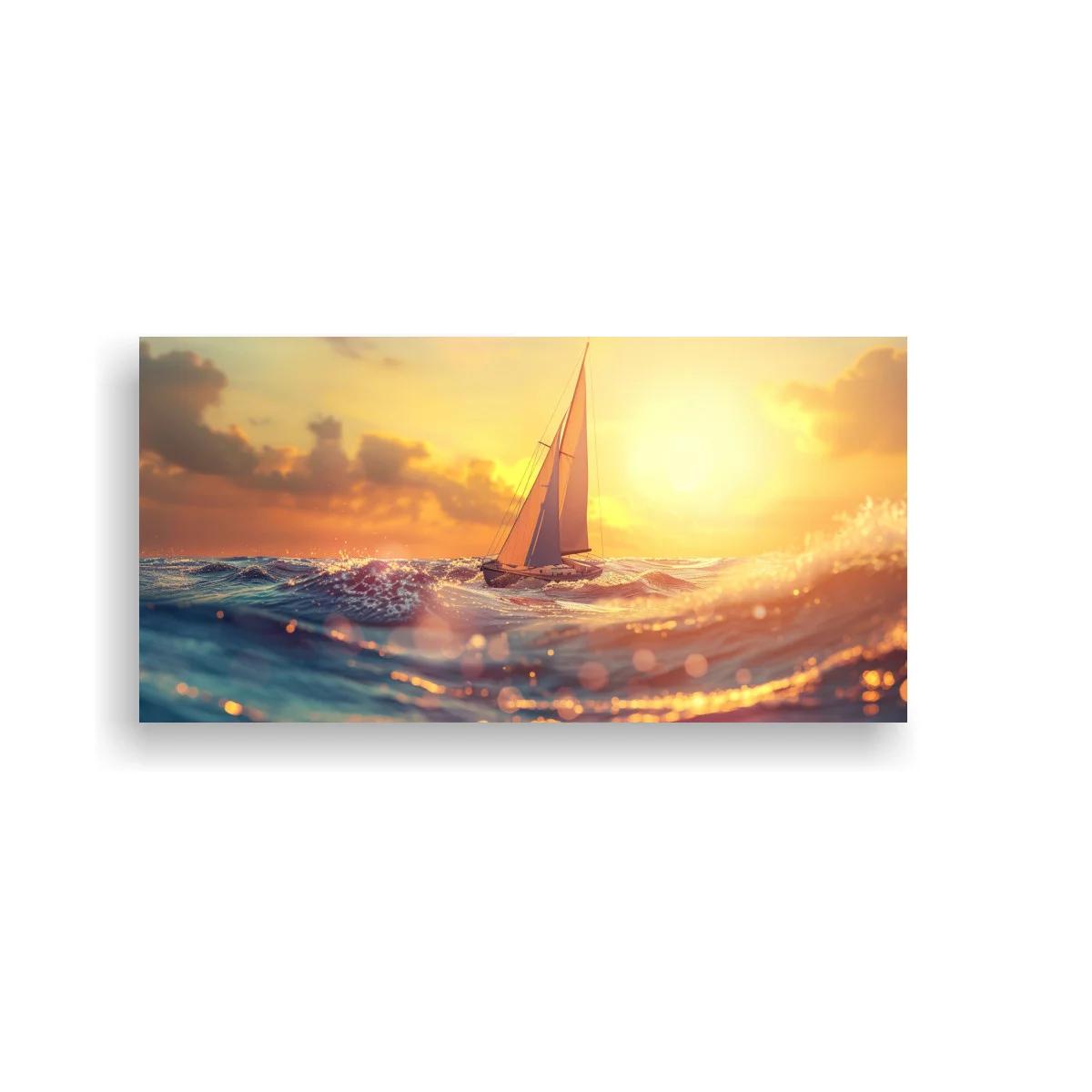 Cuadro velero con olas iluminadas por el sol — imagen principal