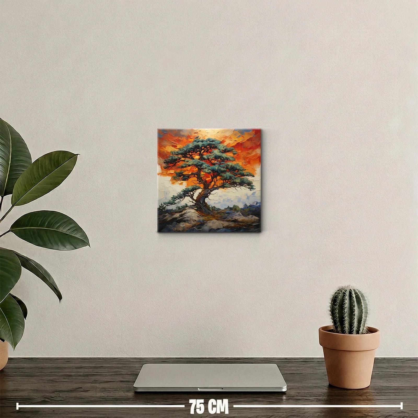 Árbol solitario con cielo fuego en paisaje natural — miniatura 2
