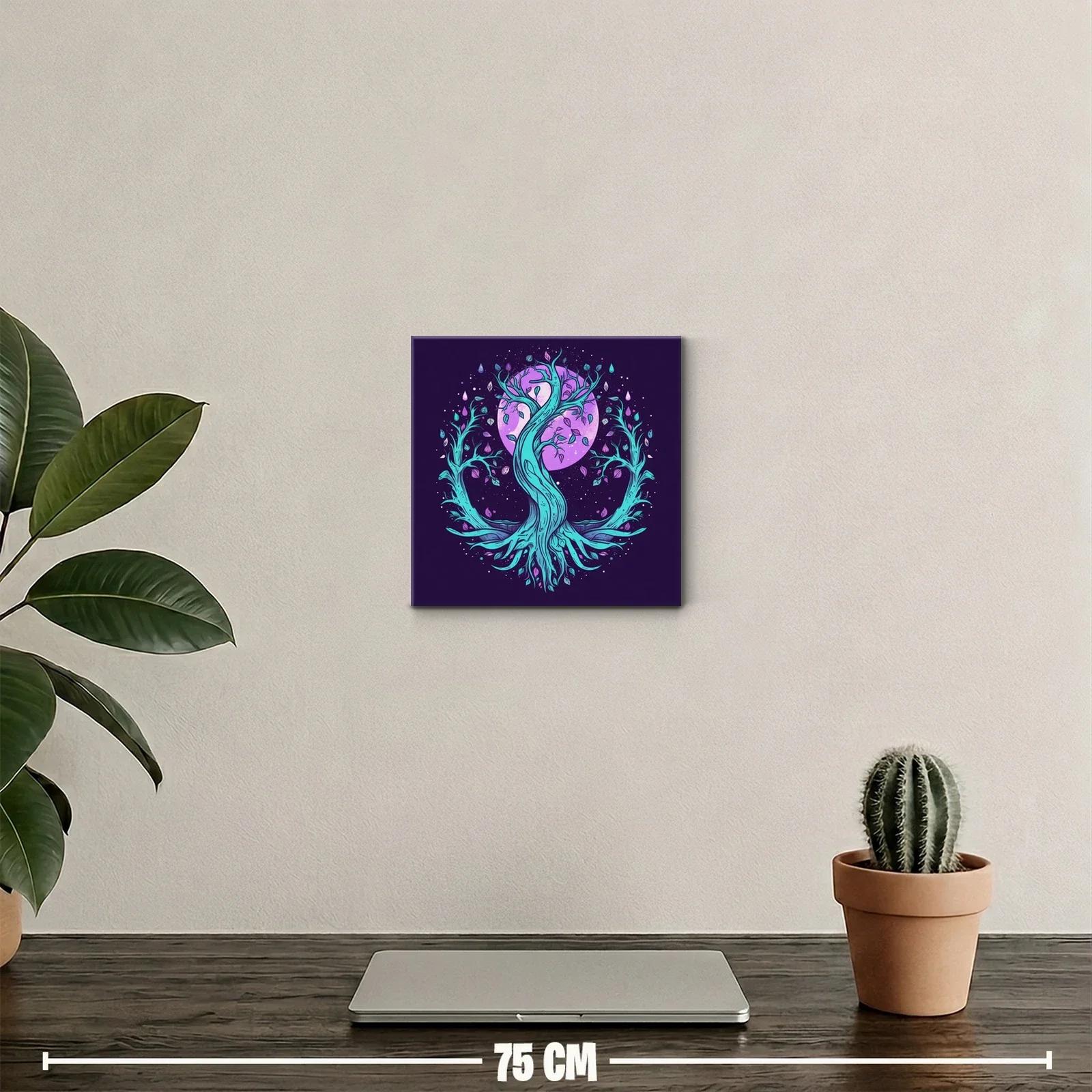 Árbol místico con luna púrpura y ramas vibrantes — miniatura 2
