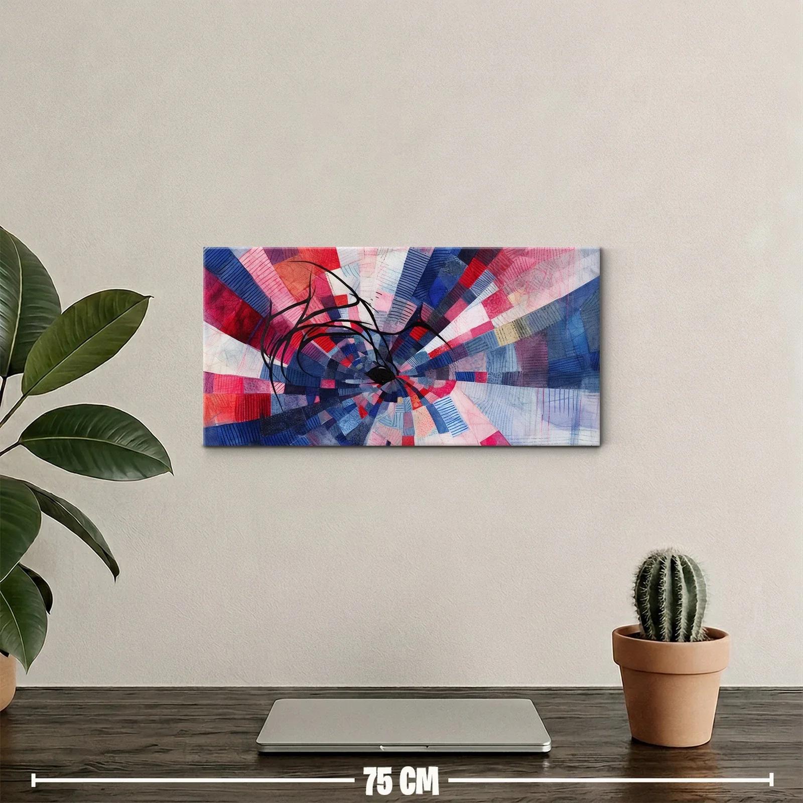 Cuadro abstracción radial con líneas curvas superpuestas — miniatura 2