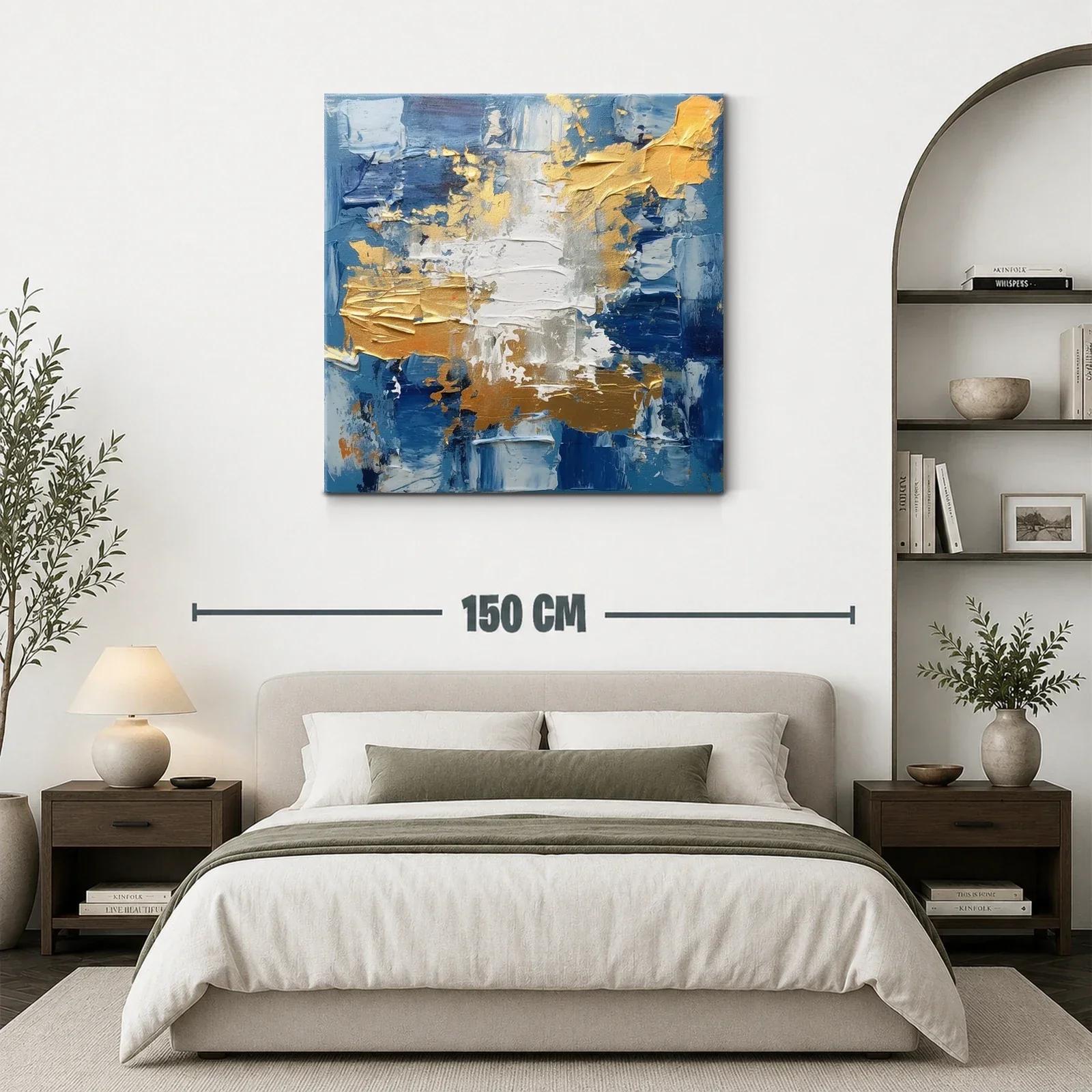 Composición abstracta en azul y dorado con texturas — miniatura 3