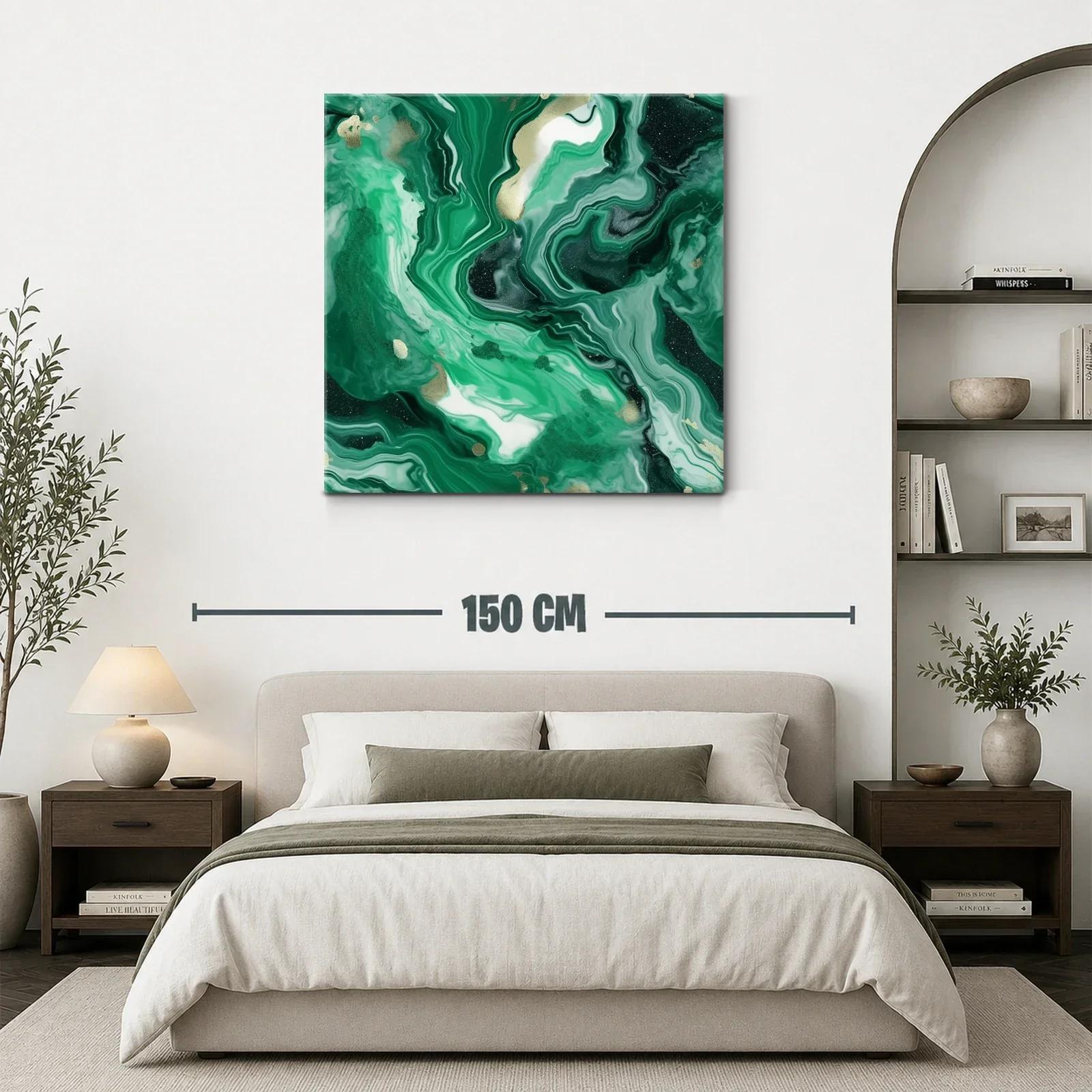 Arte abstracto con tonos verdes y detalles dorados — miniatura 3