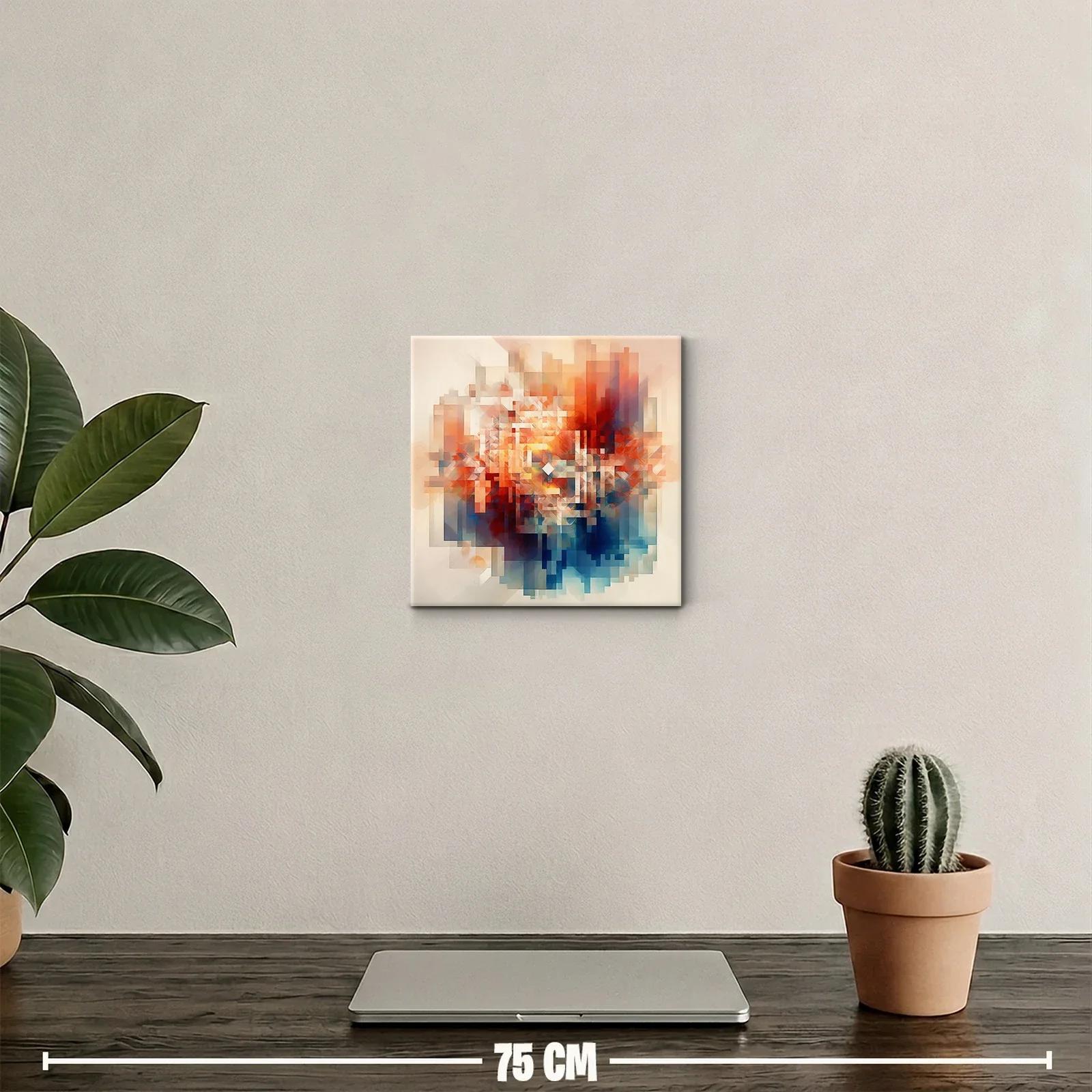 Cuadro decorativo abstracto con vibrantes tonos cálidos y fríos — miniatura 2