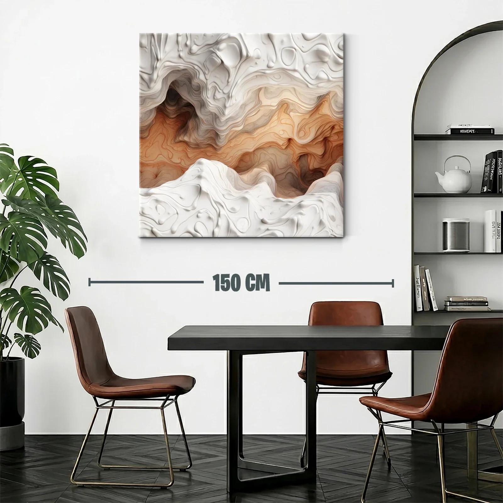 Arte abstracto con relieve en tonalidades tierra y blanco — miniatura 2