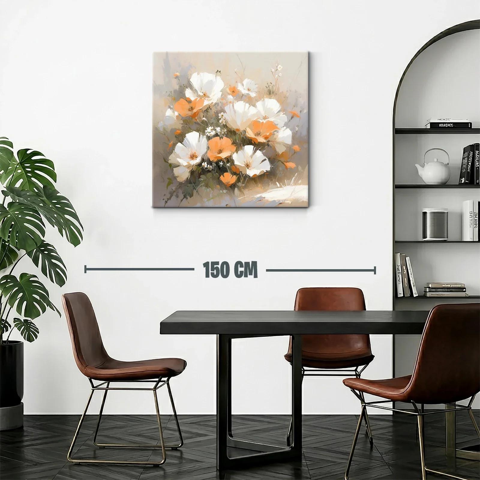 Cuadro con ramo de flores blancas y naranjas delicadas — miniatura 2