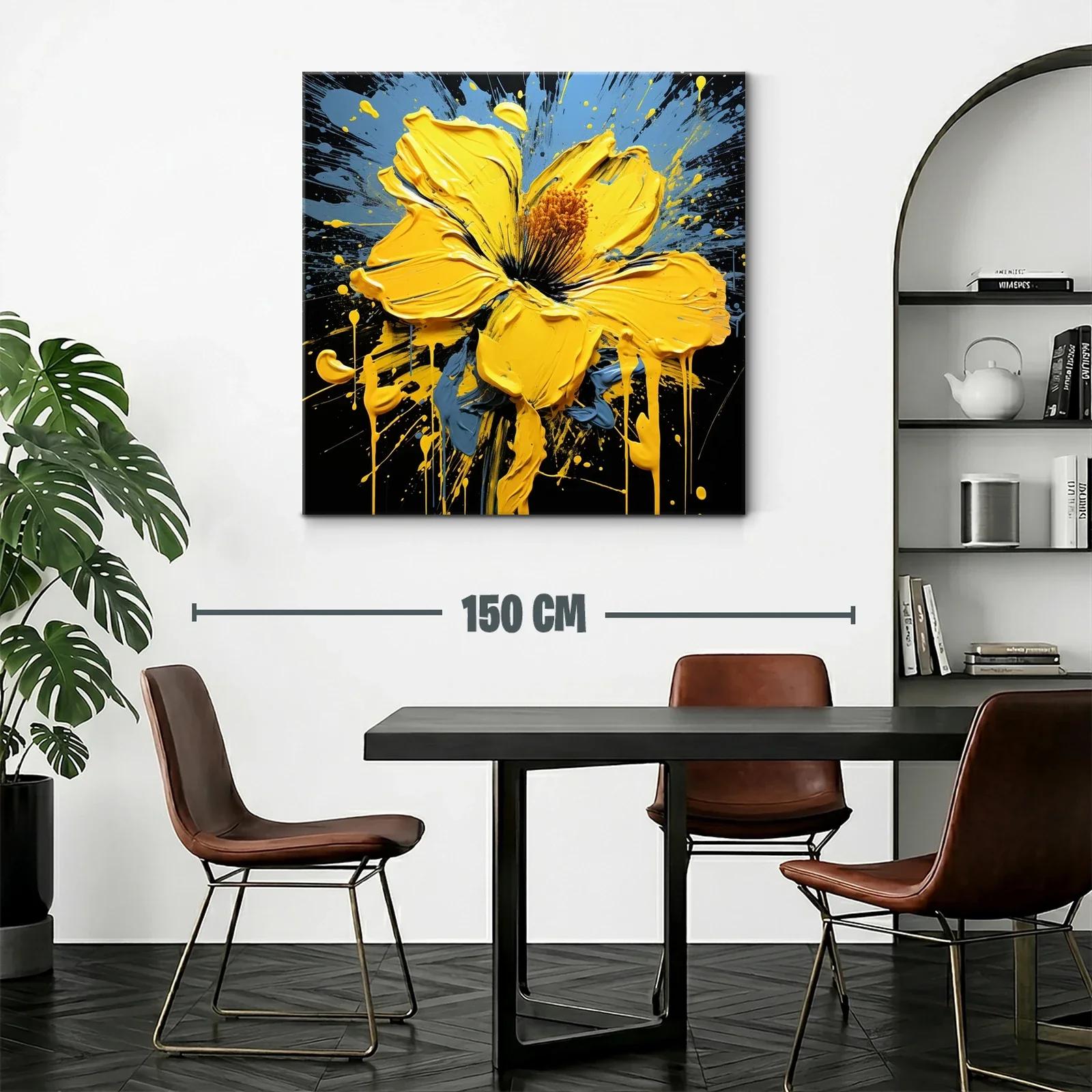 Flor explosiva en amarillo vibrante con toques azulados — miniatura 2