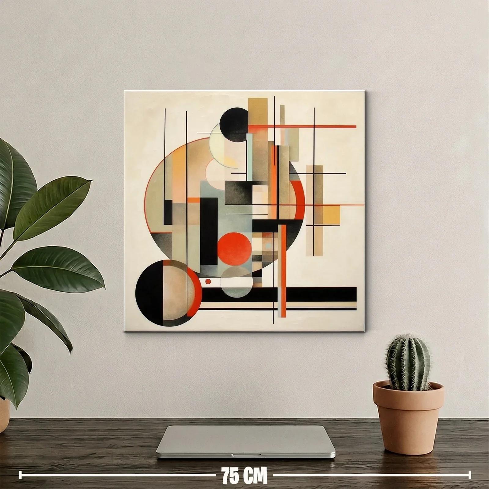 Cuadro abstracción geométrica tonos cálidos y neutrales — miniatura 2