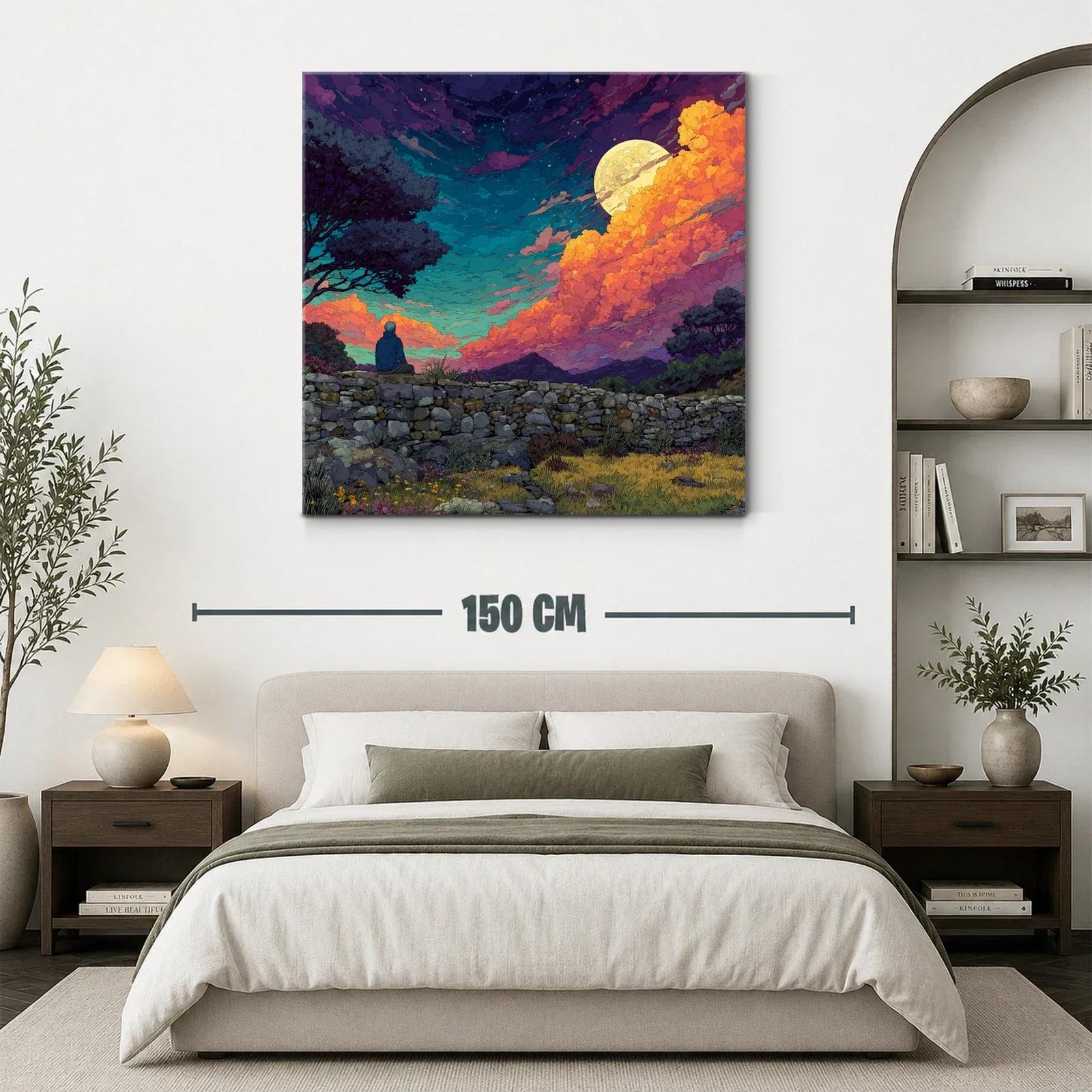 Paisaje nocturno con luna llena y cielo dramático — miniatura 3