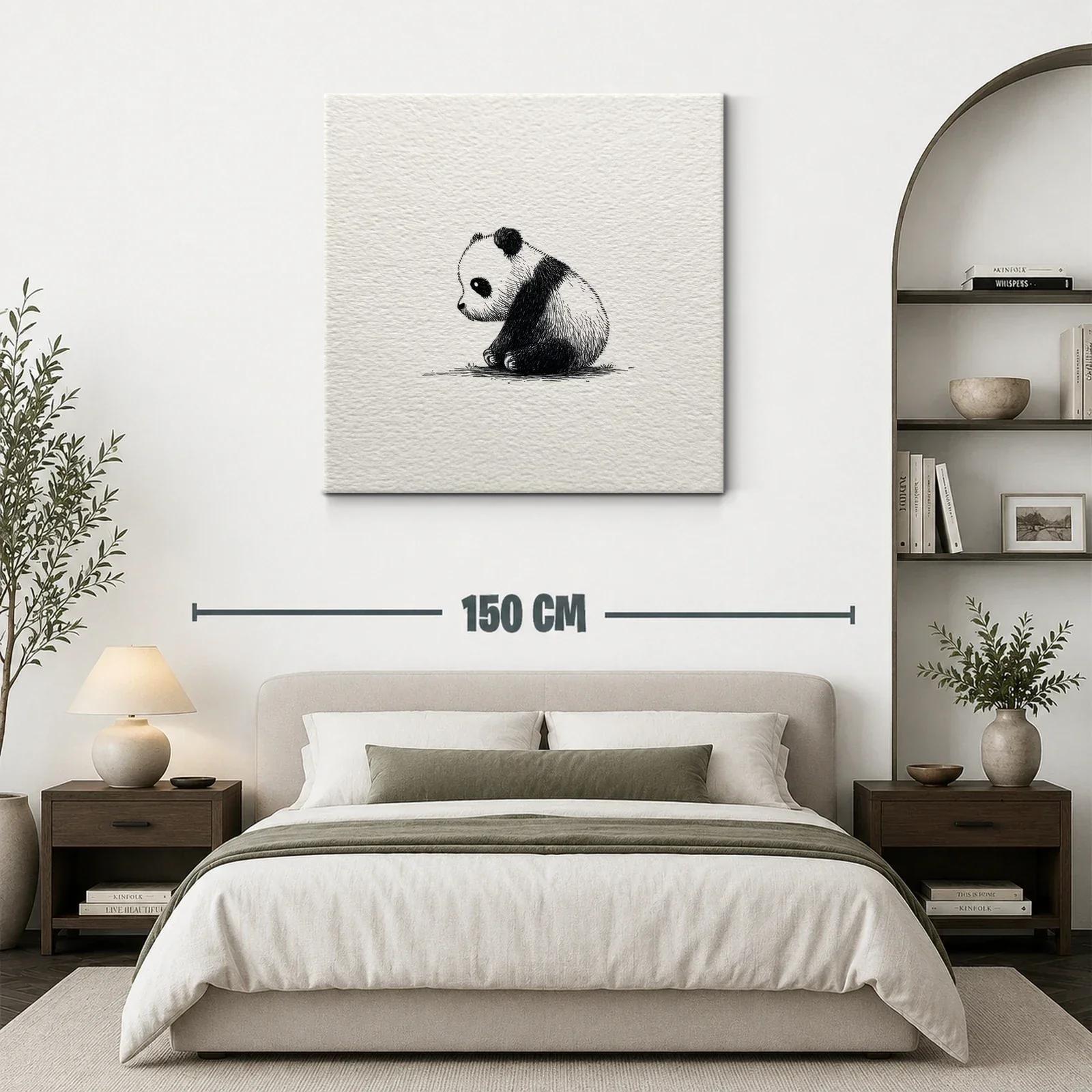Sutil ilustración de panda bebé en blanco y negro — miniatura 3