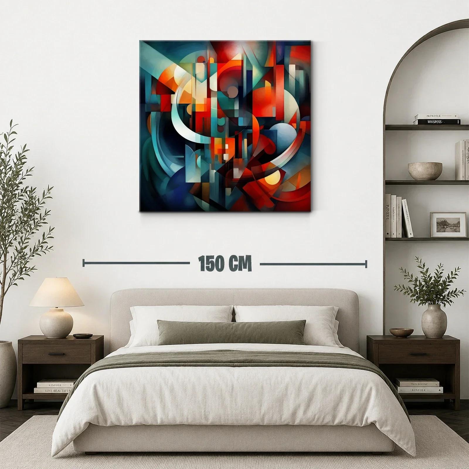 Composición abstracta en tonos cálidos y fríos equilibrados — miniatura 3