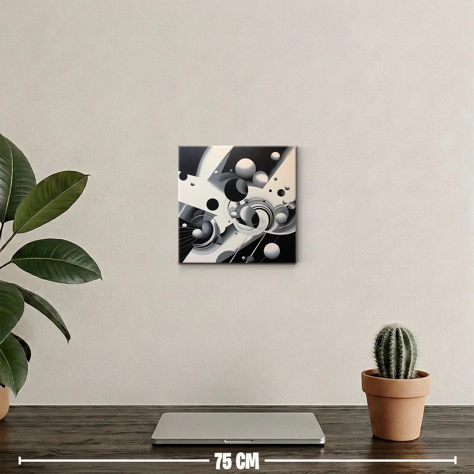 Composición abstracta en blanco negro con esferas dinámicas — miniatura 2