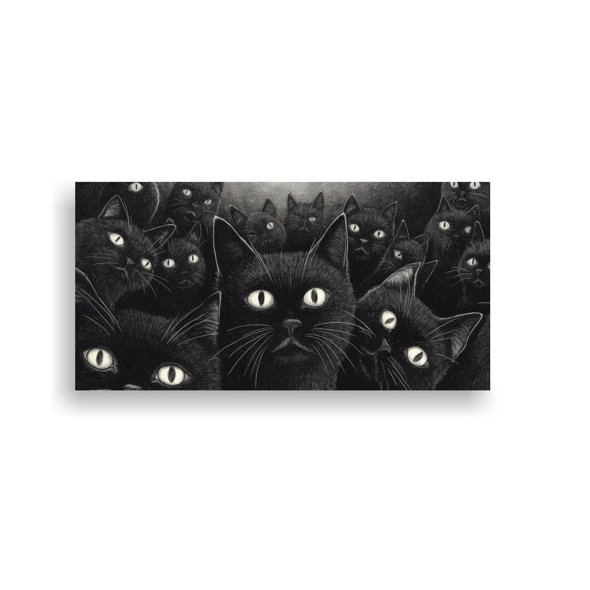 Cuadro de gatos negros con bigotes finos — imagen principal