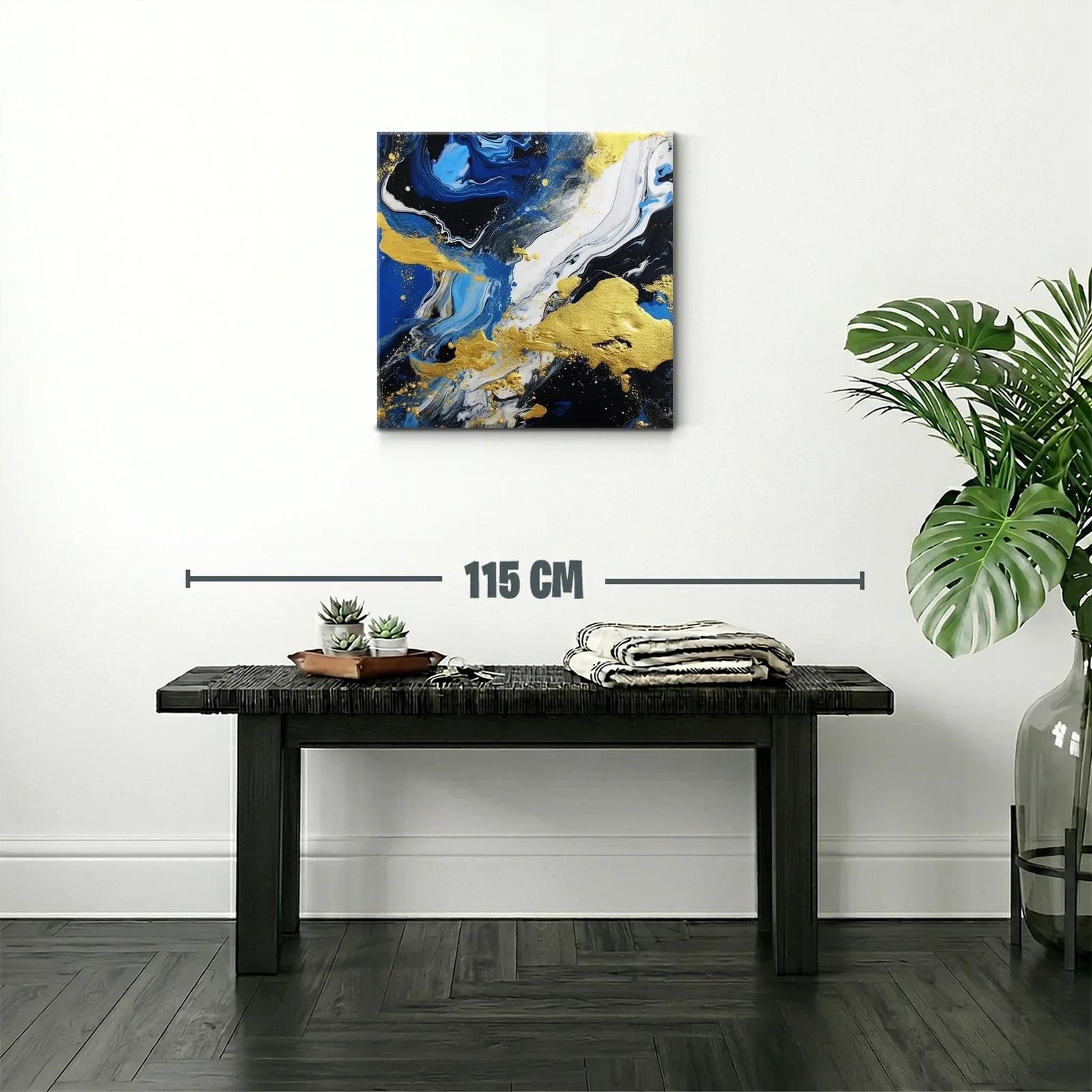 Abstracto vibrante en azul negro y dorado elegante — miniatura 2