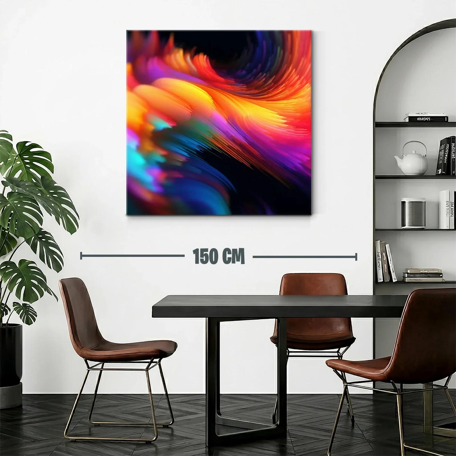 Cuadro abstracto en vibrantes tonos cálidos y fríos — miniatura 2
