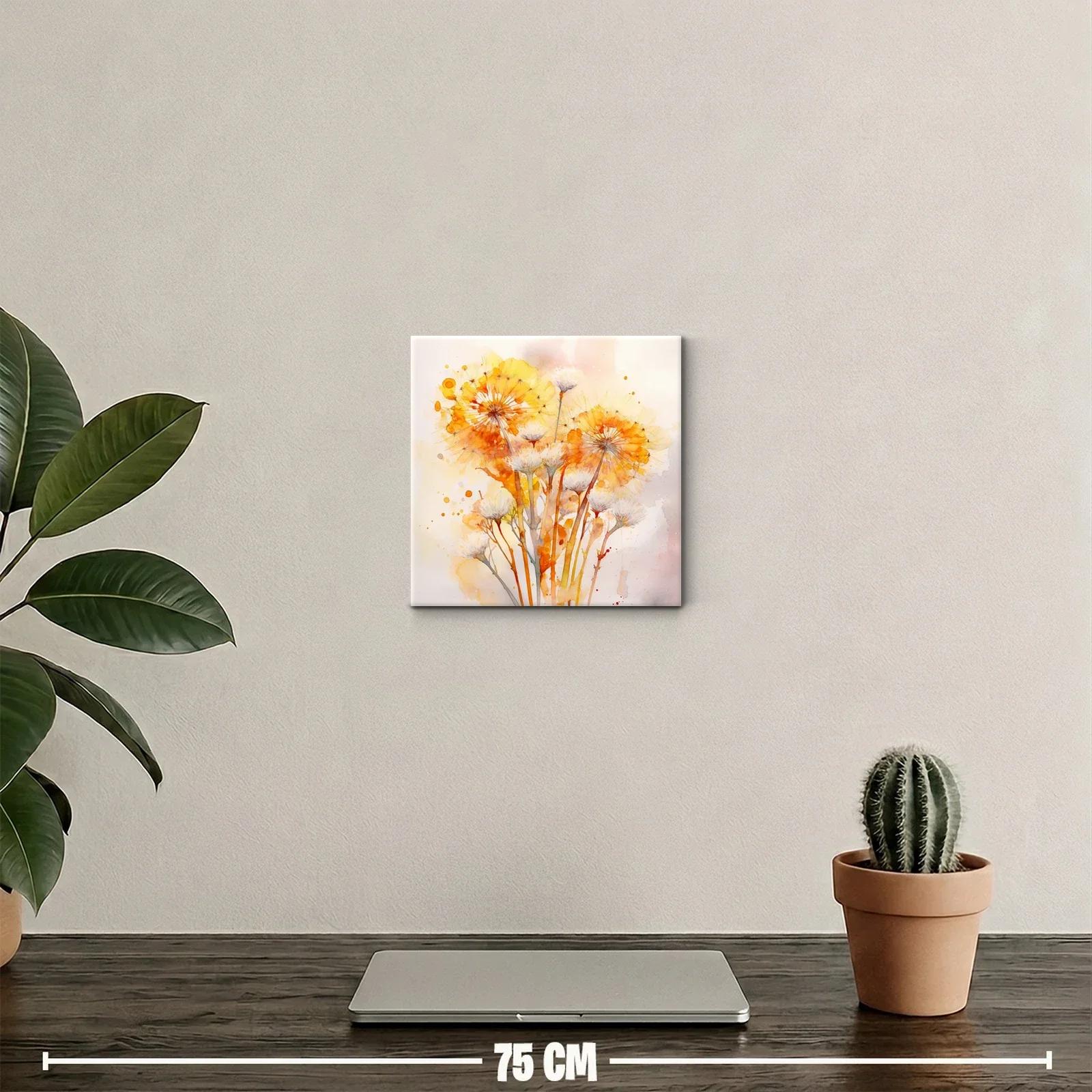 Cuadro decorativo con diente de león en tonos anaranjados — miniatura 2
