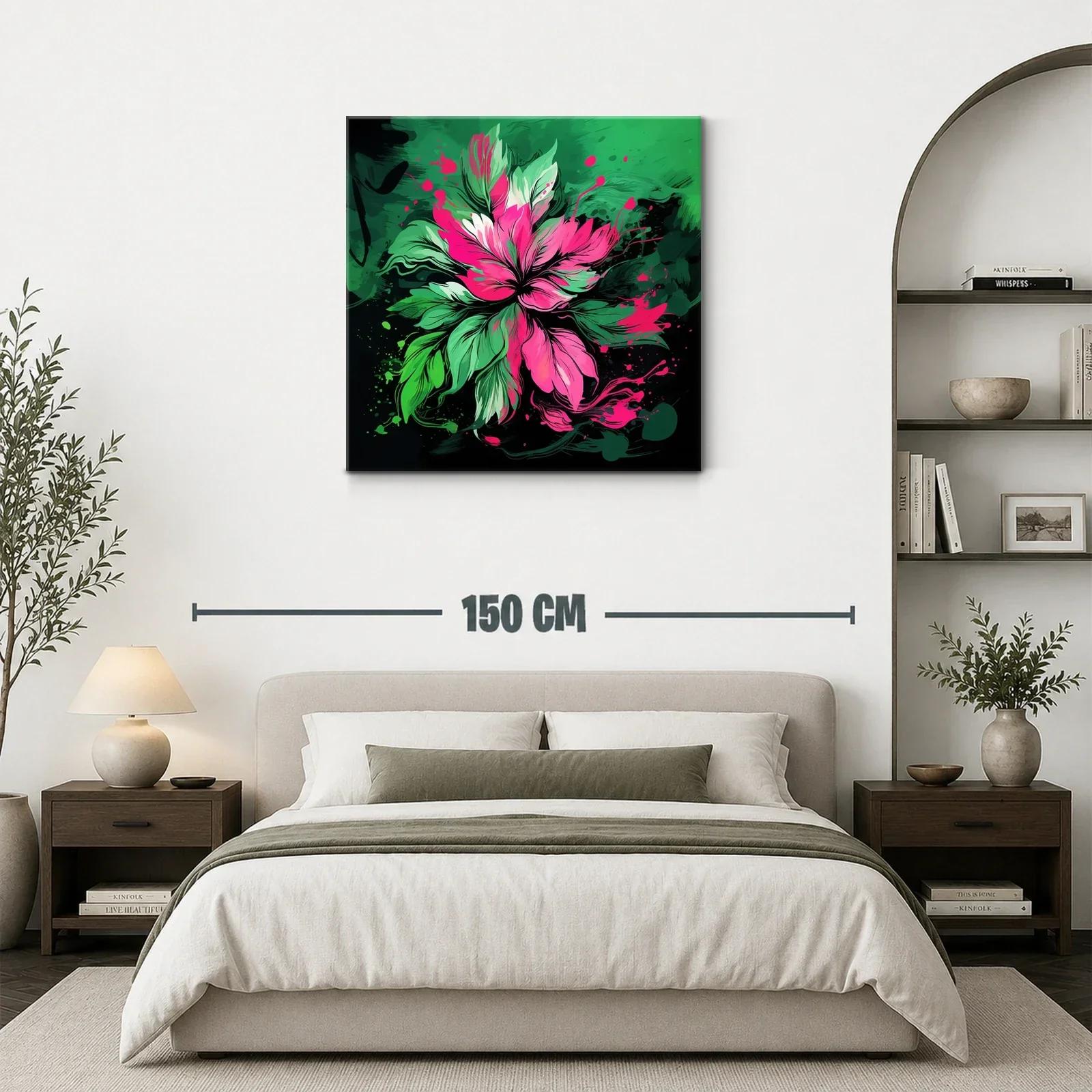Flor vibrante en tonos verdes y fucsias intensos — miniatura 3