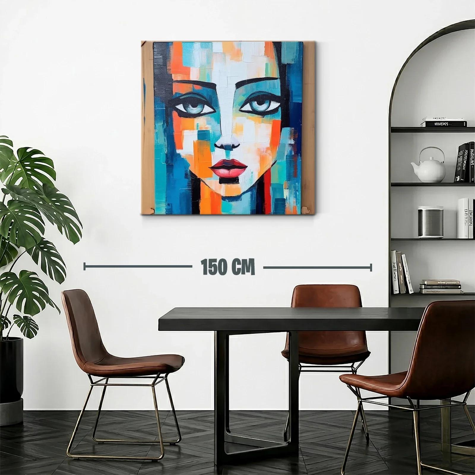 Rostro femenino vibrante con tonos azul y naranja — miniatura 2