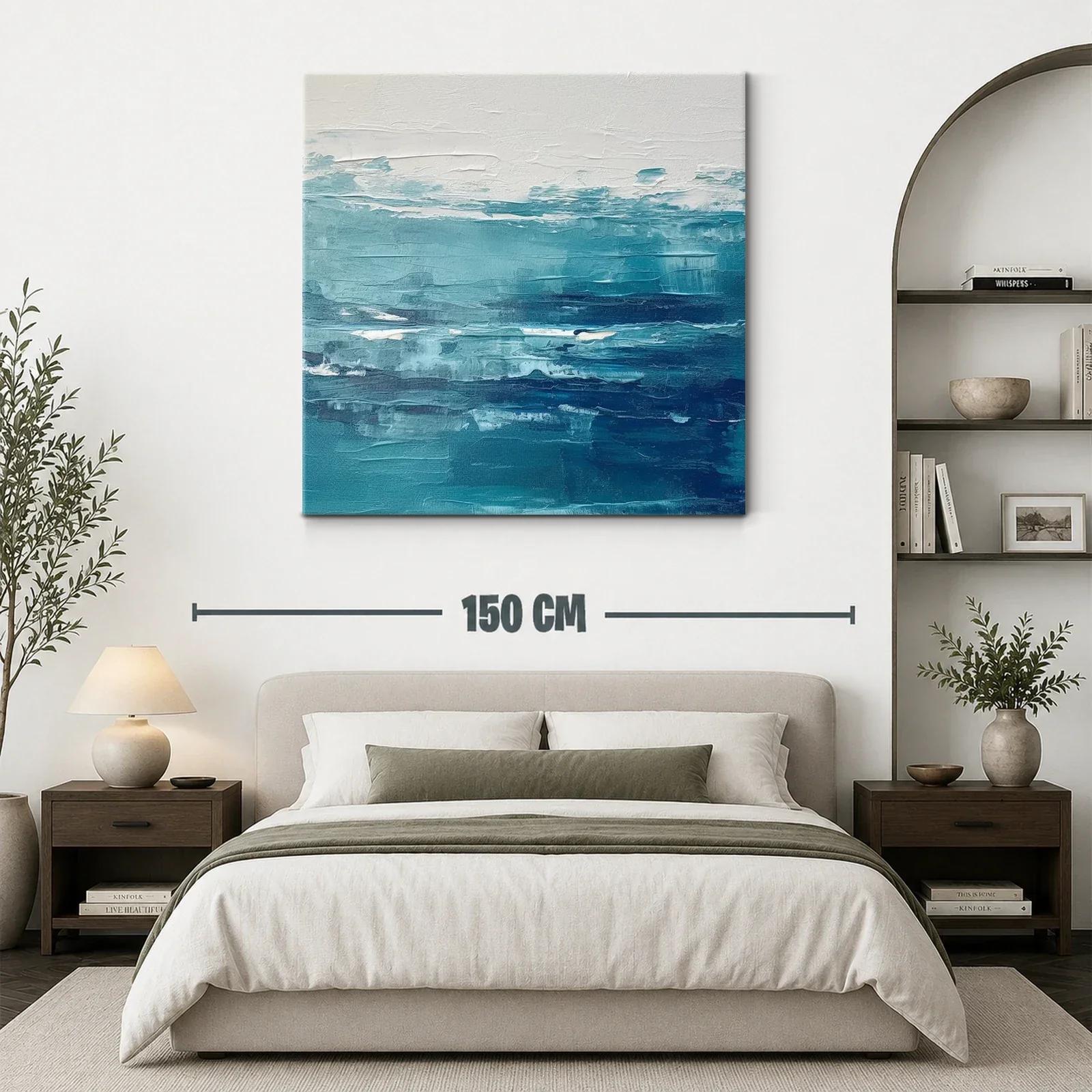 Cuadro abstracto con tonos azules para ambiente sereno — miniatura 3