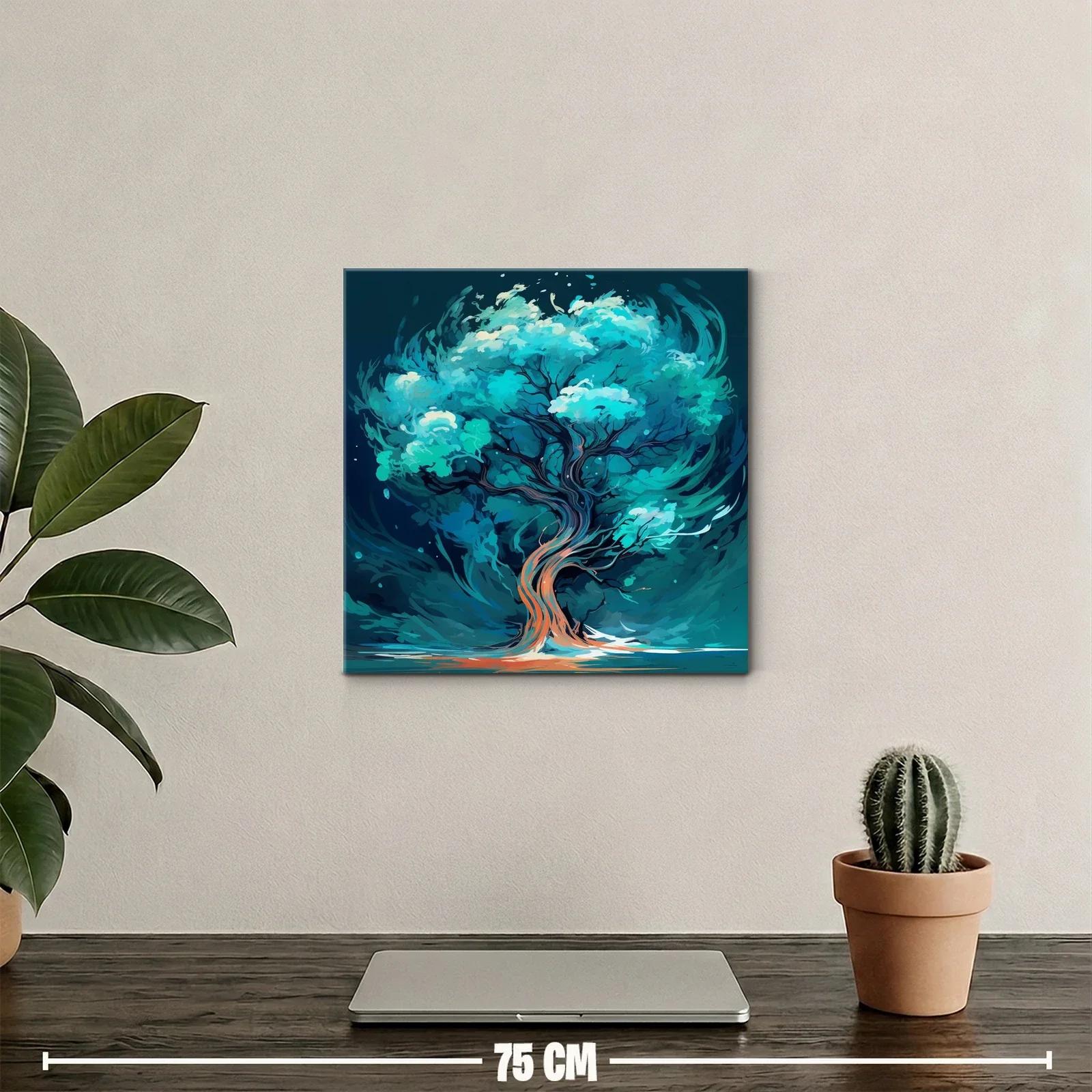 Árbol vibrante en tonos turquesa y azul profundo — miniatura 2