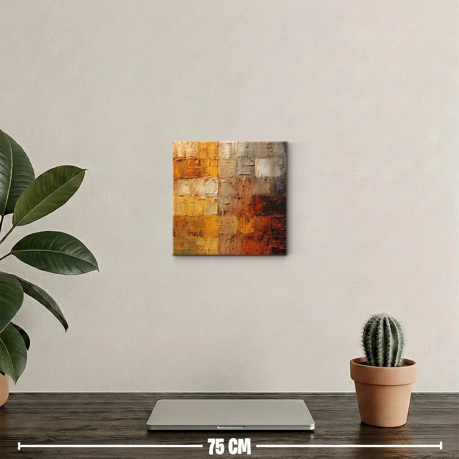 Cuadro abstracto en tonos tierra cálidos y texturizados — miniatura 2