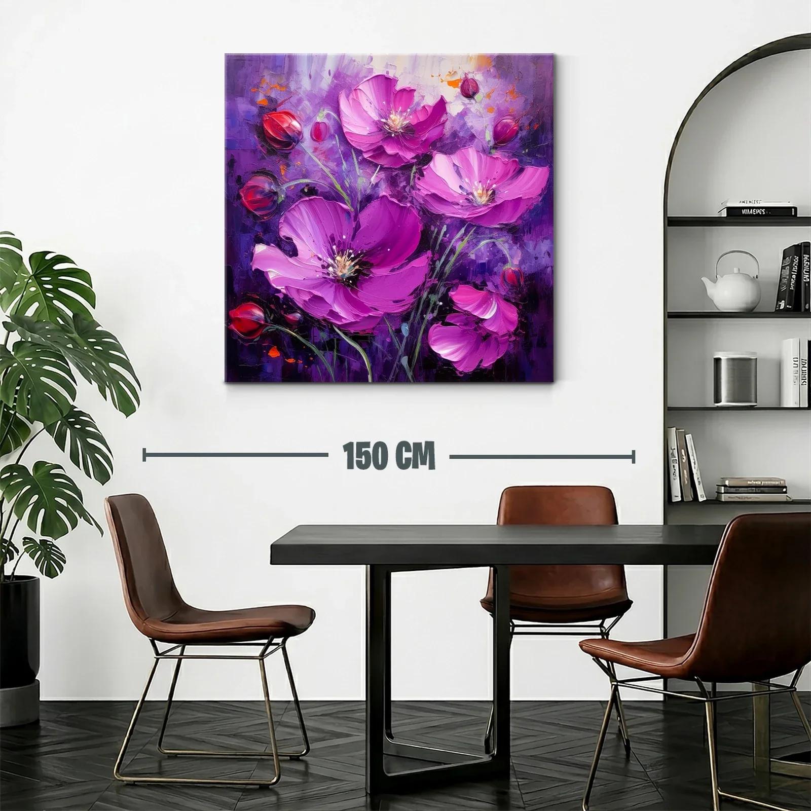 Cuadro floral en tonos violetas y fucsias vibrantes — miniatura 2
