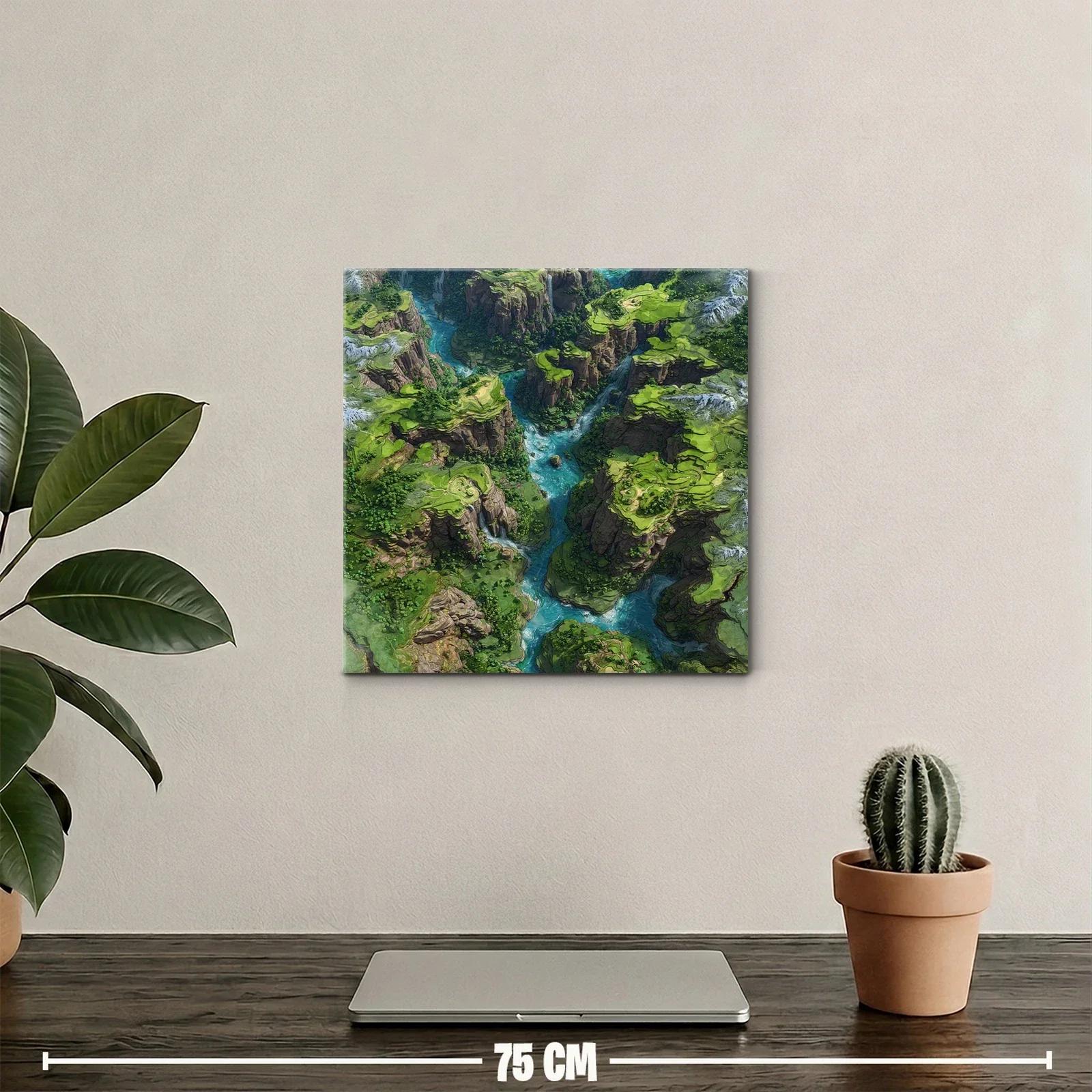Cañón verde con río azul serpenteante y acantilados rocosos — miniatura 2