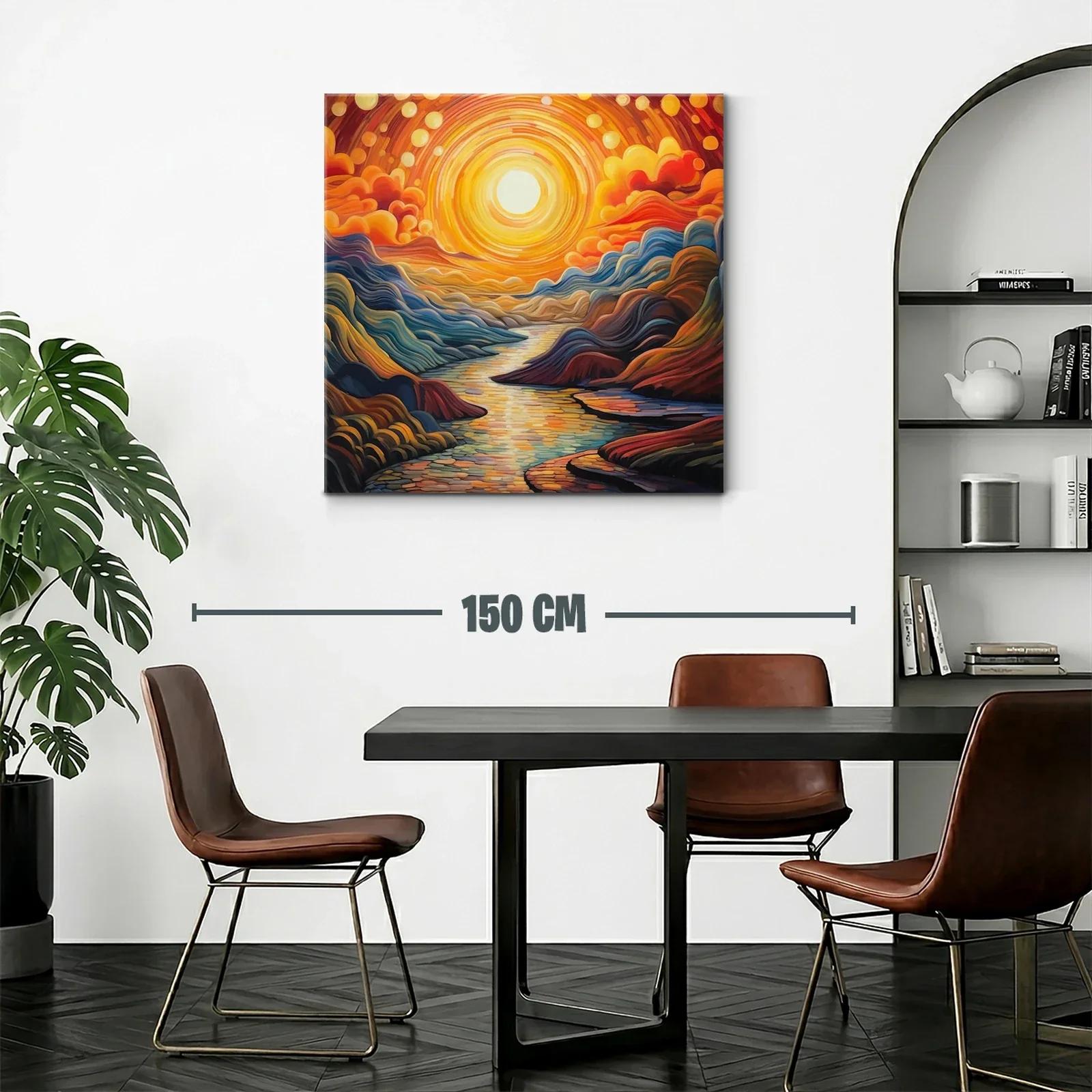 Paisaje vibrante con río iluminado por sol radiante — miniatura 2