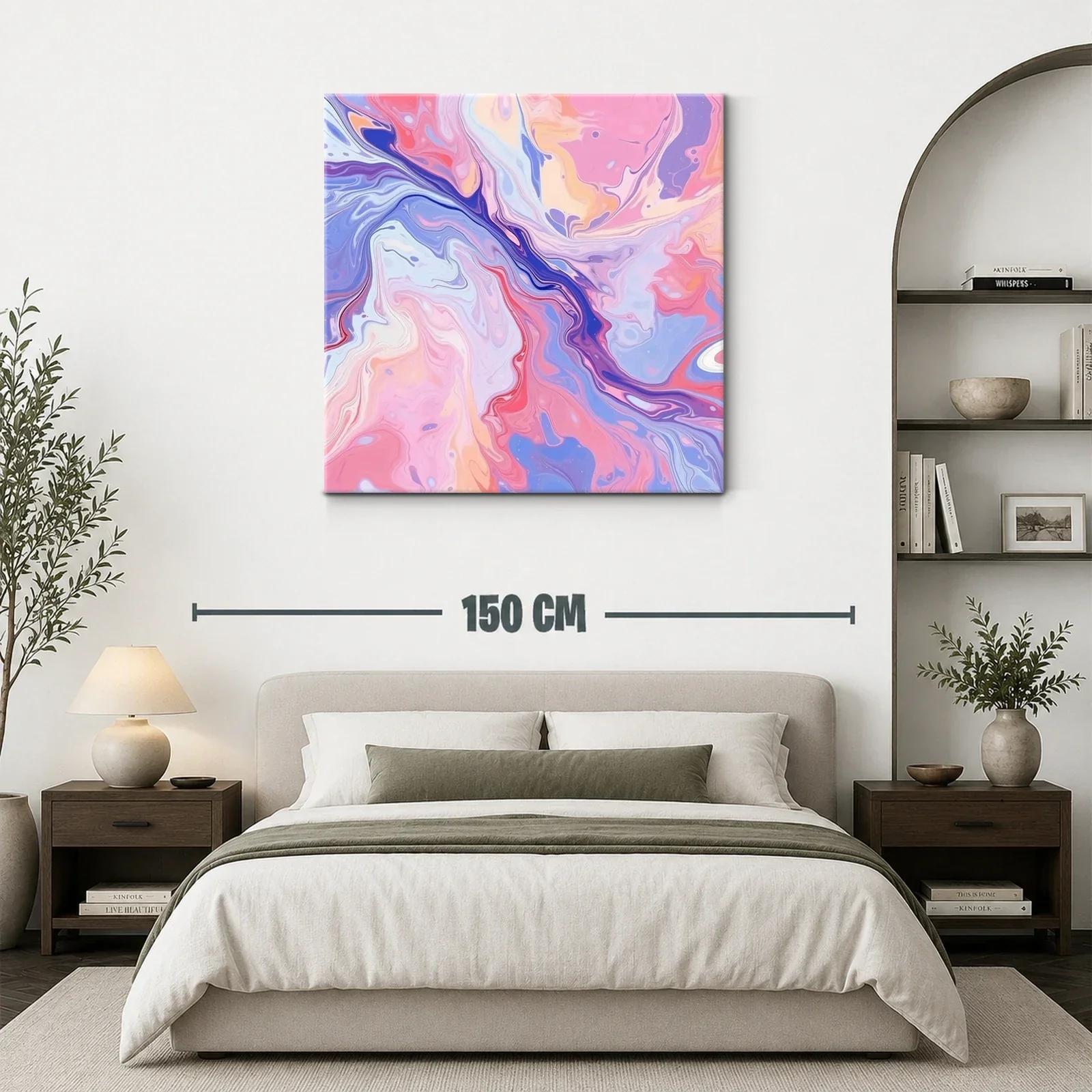 Cuadro abstracto en tonos pastel con efecto fluido — miniatura 3