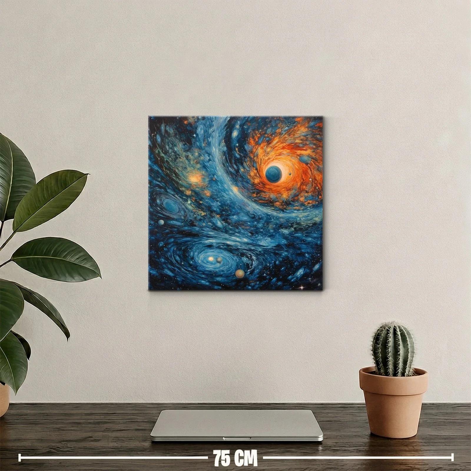 Cuadro Cósmico con Galaxias y Planetas en Movimiento — miniatura 2