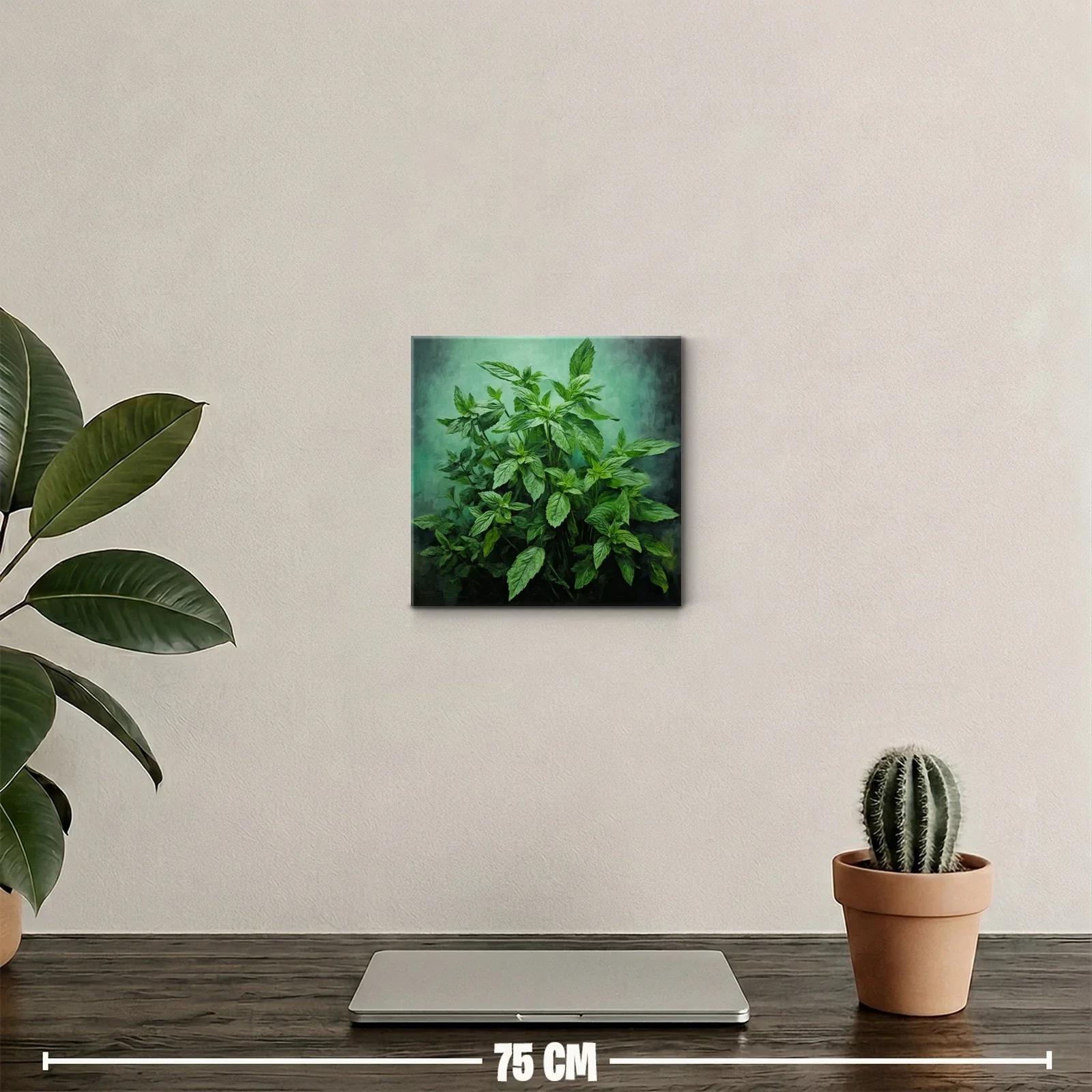 Cuadro decorativo con hojas verdes vibrantes y naturaleza fresca — miniatura 2