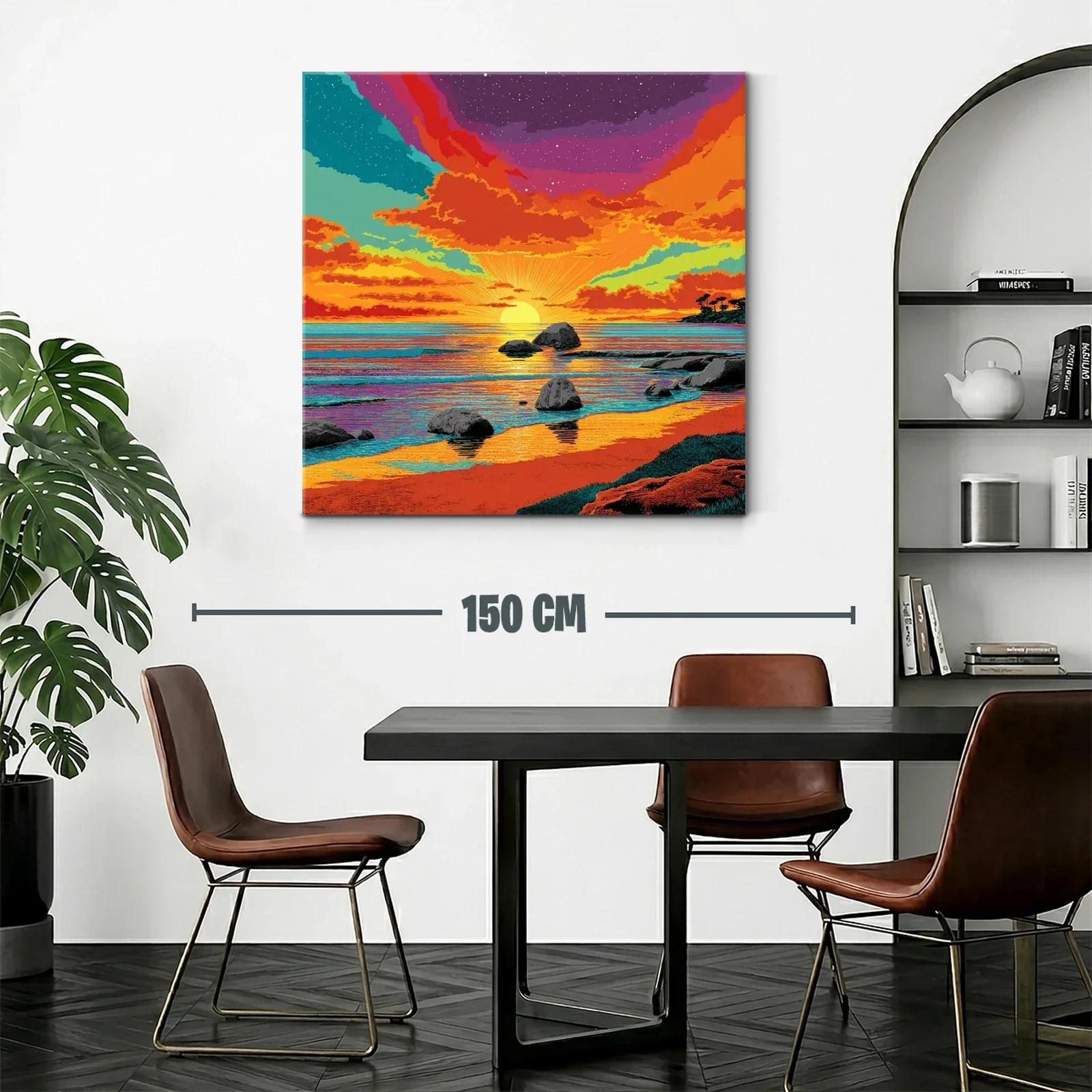 Atardecer vibrante sobre la costa con cielos estrellados — miniatura 2