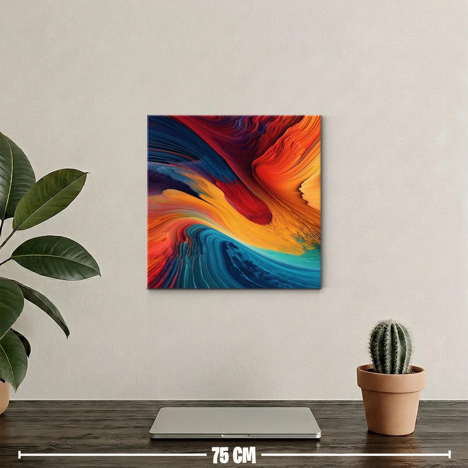 Composición abstracta en vibrantes tonos cálidos y fríos — miniatura 2