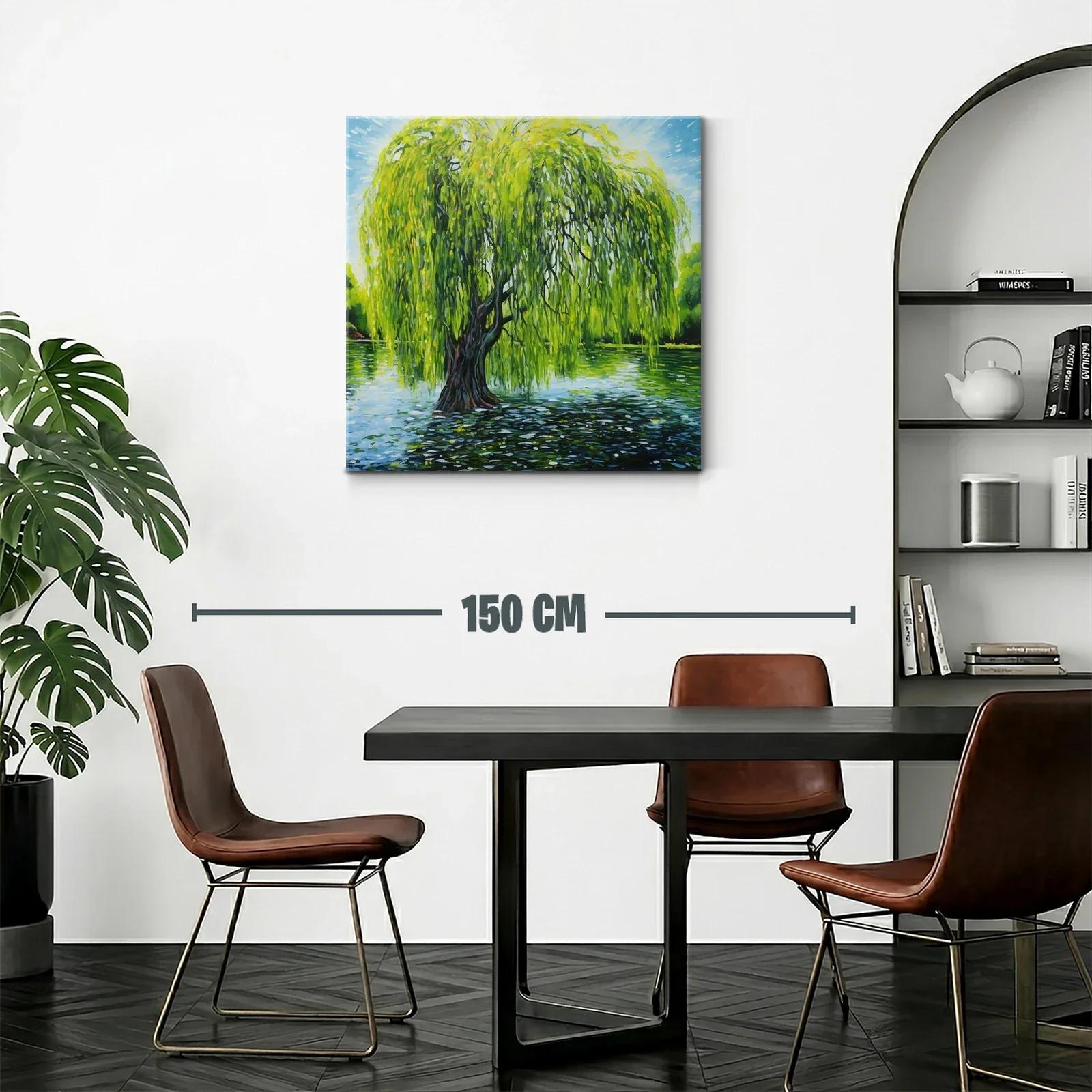 Árbol de sauce sobre el agua con luz vibrante — miniatura 2