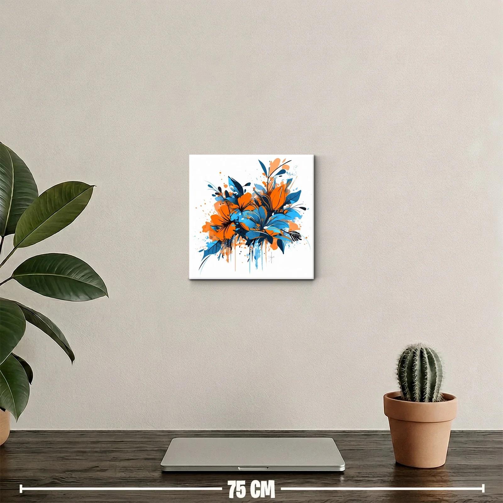 Composición vibrante de flores en tonos naranja y azul — miniatura 2