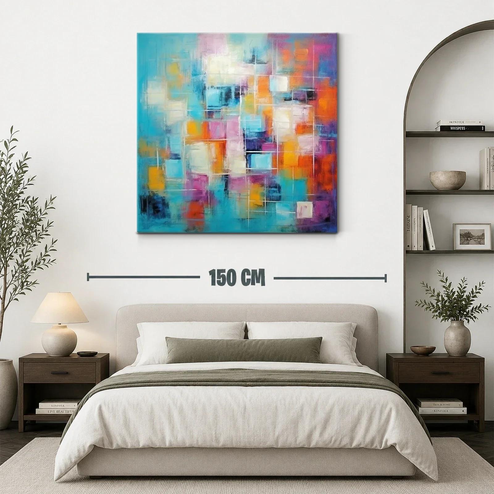 Composición abstracta con vibrantes tonos turquesa y naranja — miniatura 3