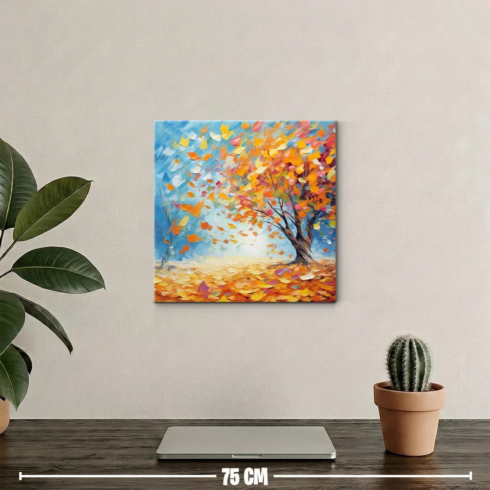 Cuadro vibrante con árbol y hojas otoñales en movimiento — miniatura 2