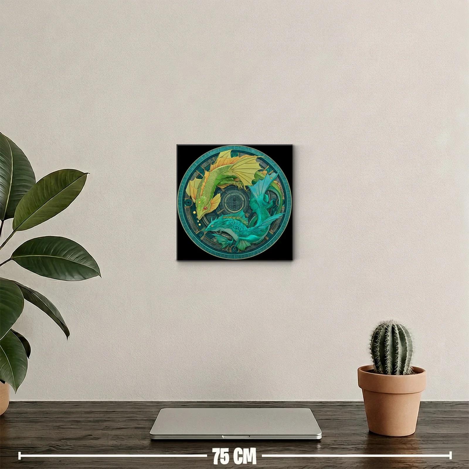 Dragones circulares en tonos verdes y azules místicos — miniatura 2