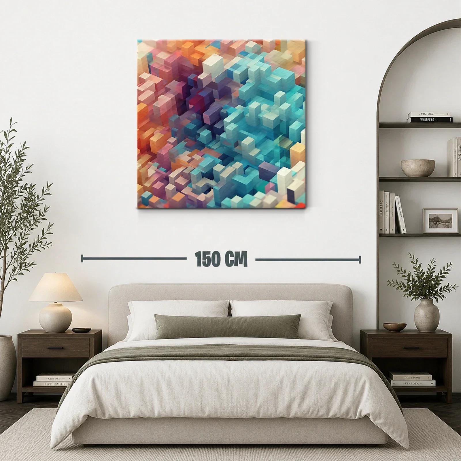 Composición abstracta de cubos en tonos vibrantes y pastel — miniatura 3