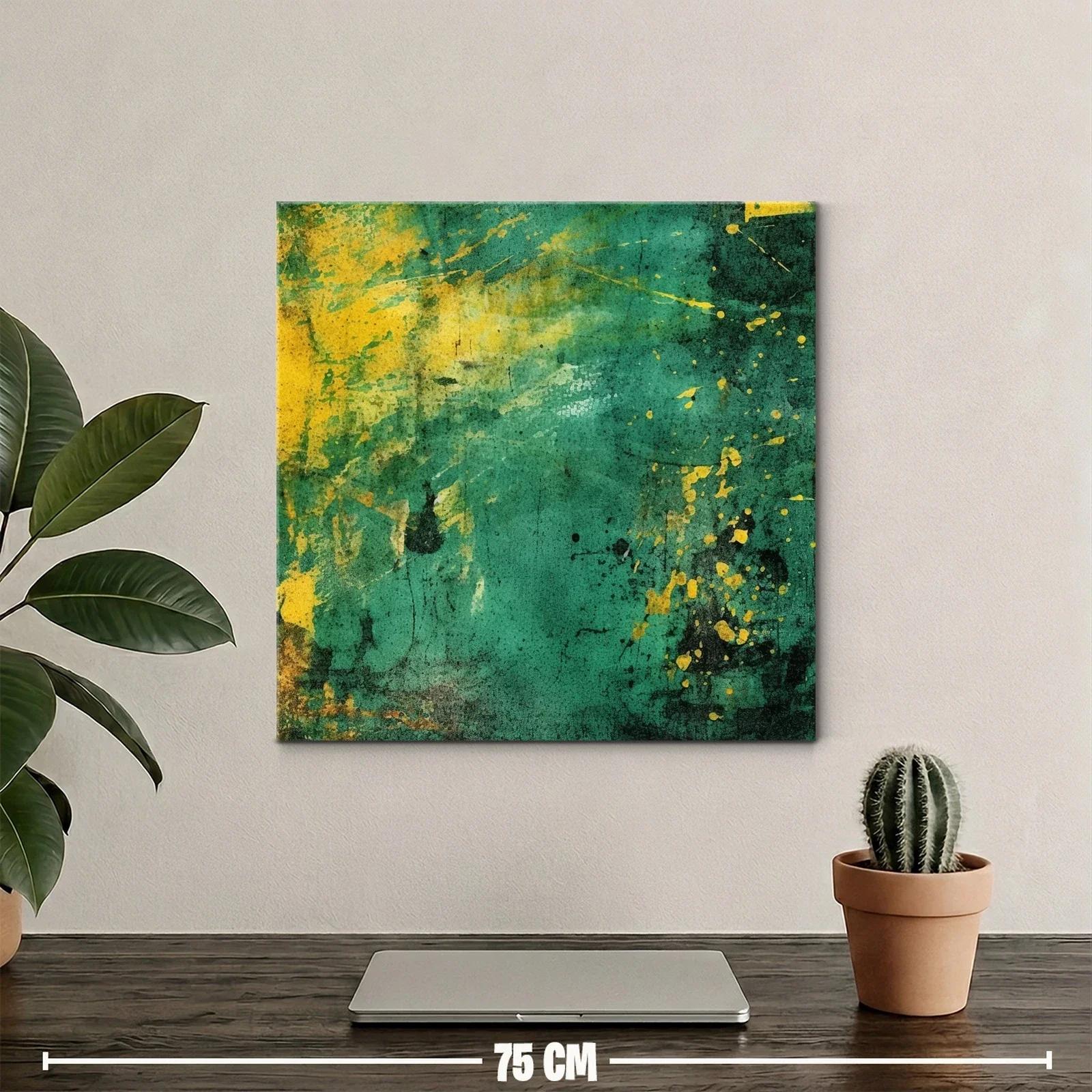 Cuadro abstracto en tonos verdes y amarillos vibrantes — miniatura 2