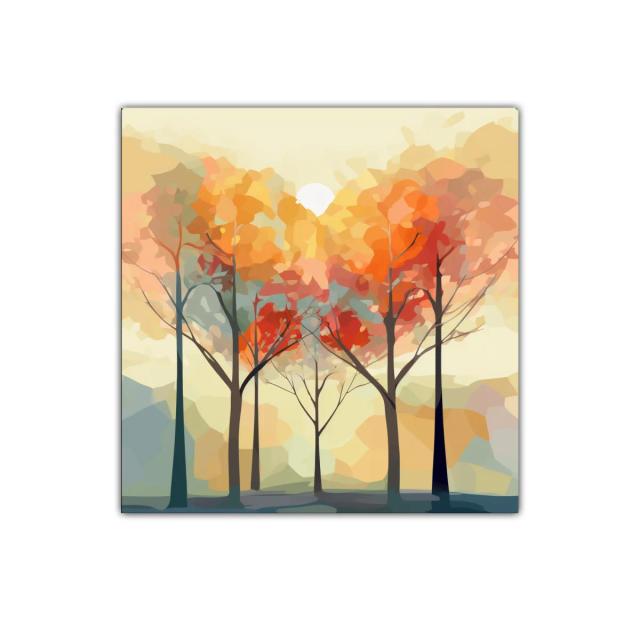 Bosque abstracto con tonos cálidos de otoño