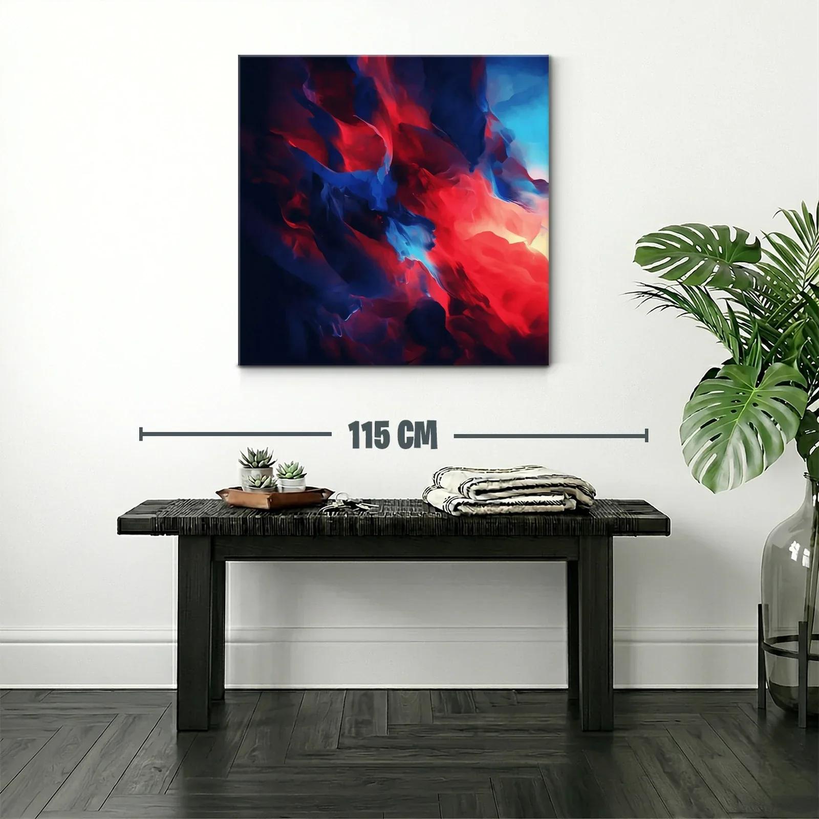 Cuadro abstracto con enérgicos tonos rojos y azules intensos — miniatura 2