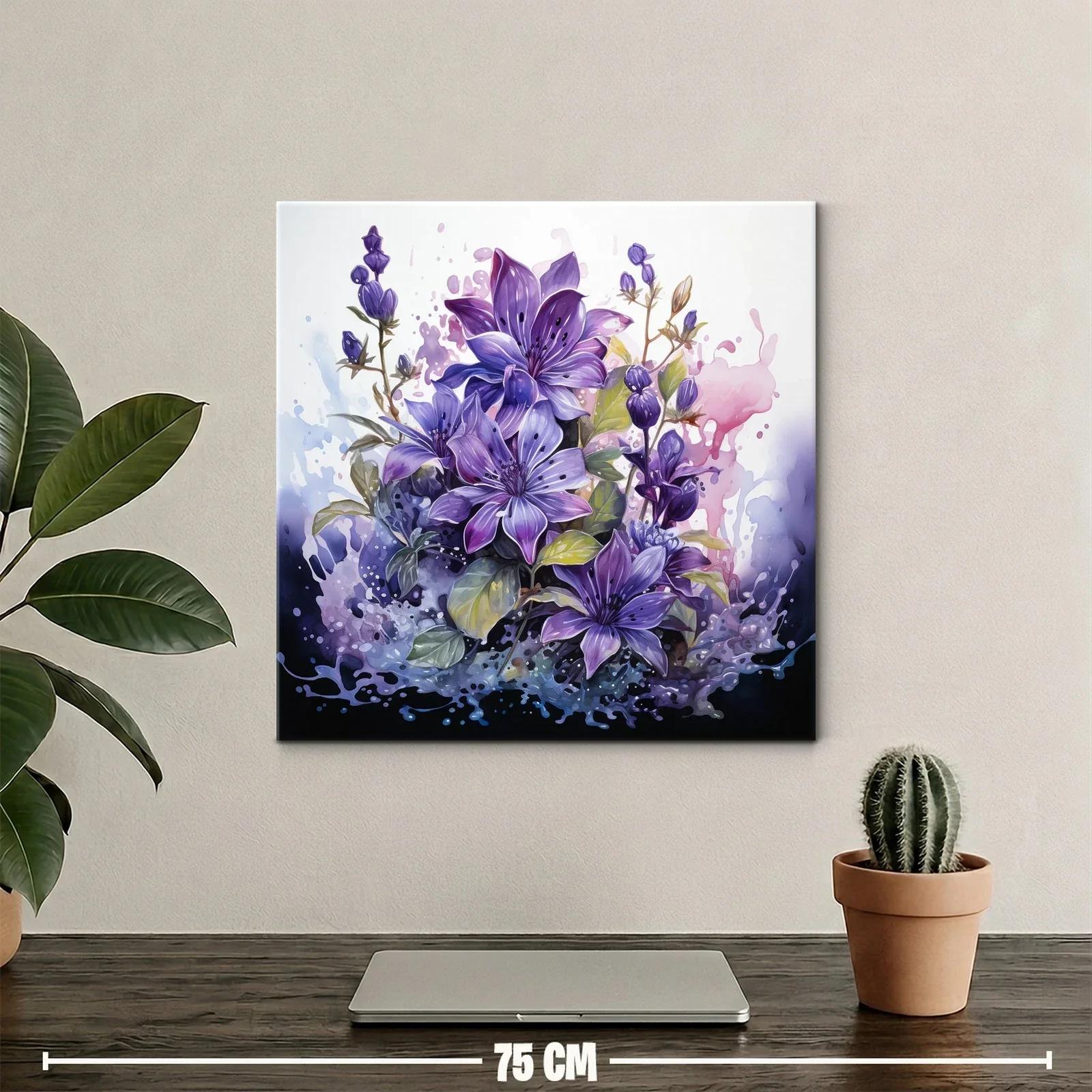 Flores violetas vibrantes con detalles en acuarela — miniatura 2