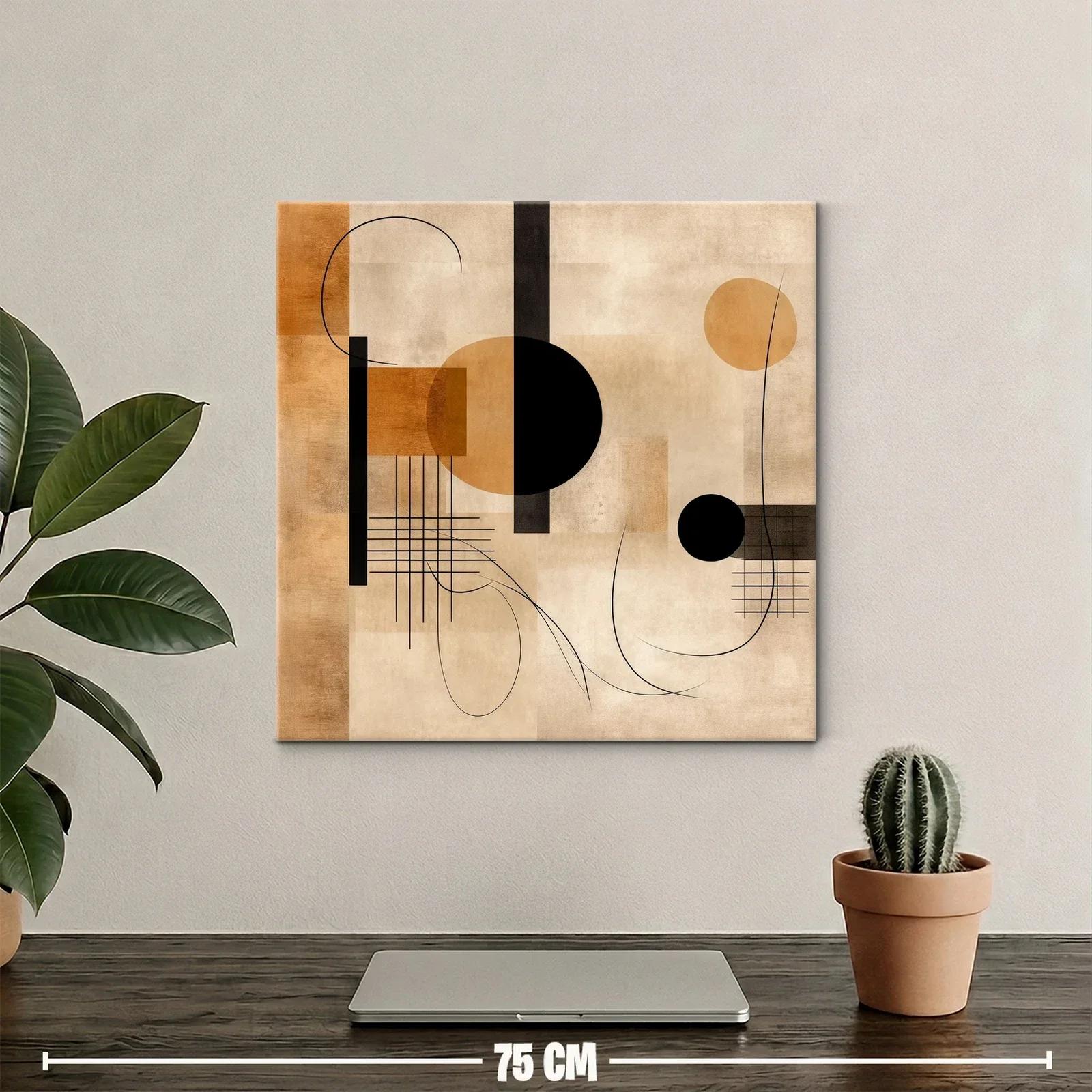 Cuadro abstracto con formas geométricas y tonos cálidos — miniatura 2