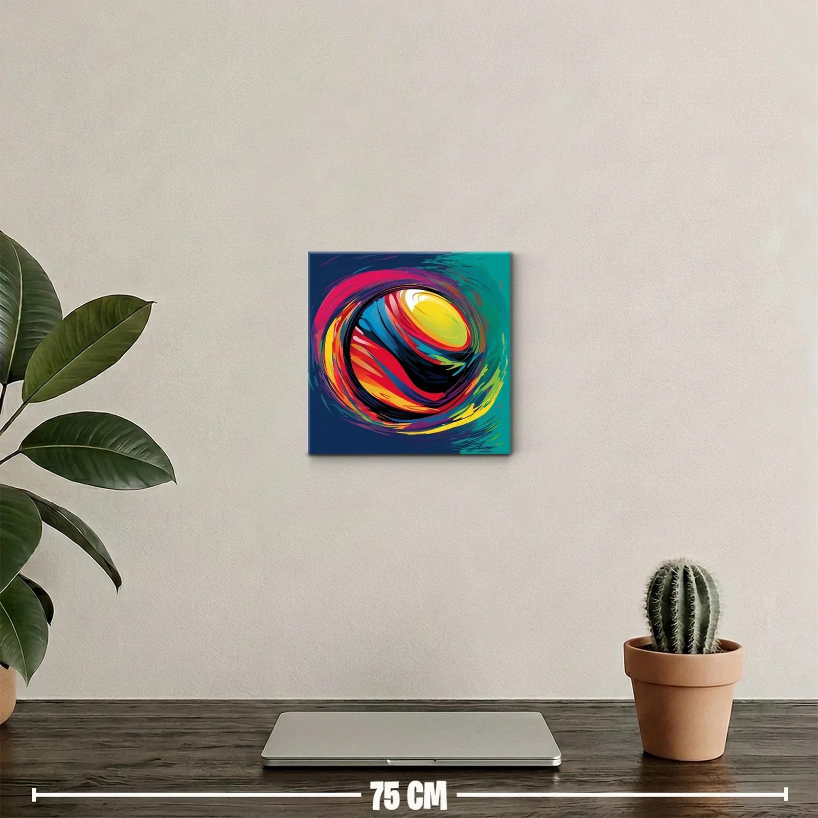 Cuadro abstracto con esfera vibrante y colores intensos — miniatura 2