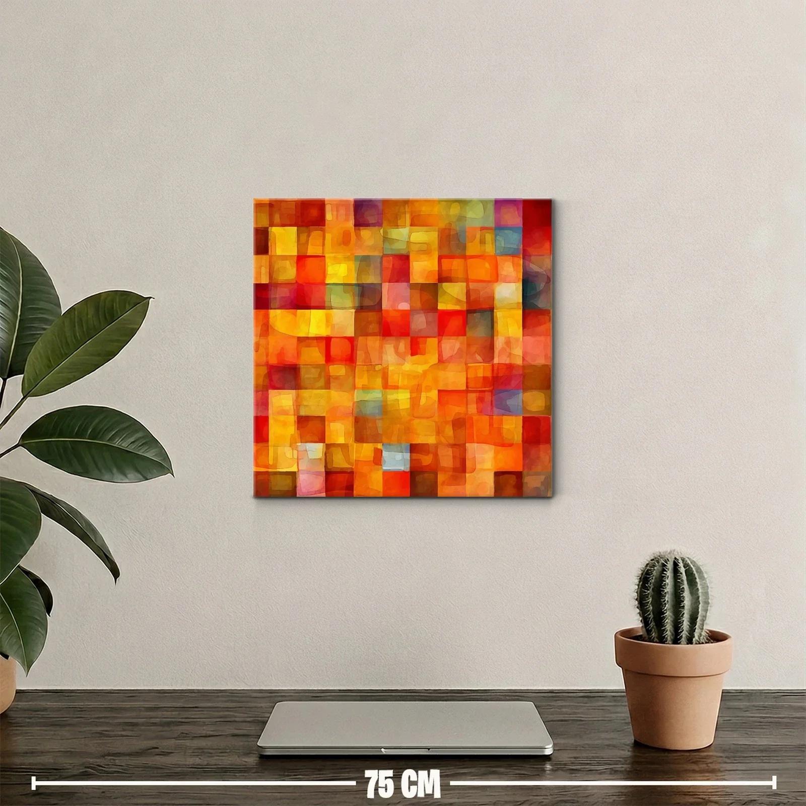 Cuadro abstracto con tonos cálidos y formas geométricas — miniatura 2