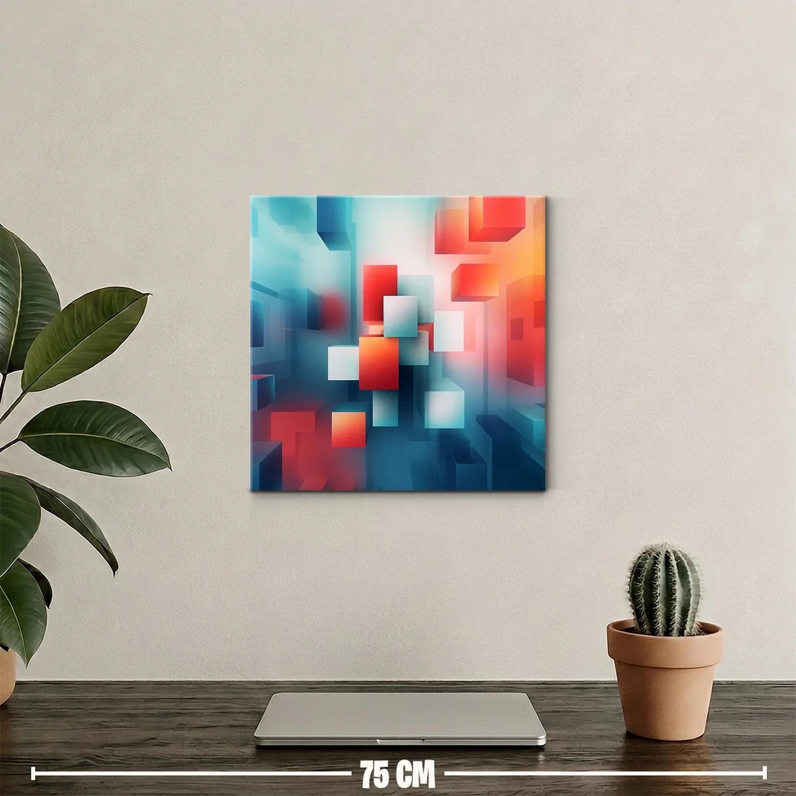 Composición Abstracta con Cubos en Tonos Azul y Rojo — miniatura 2
