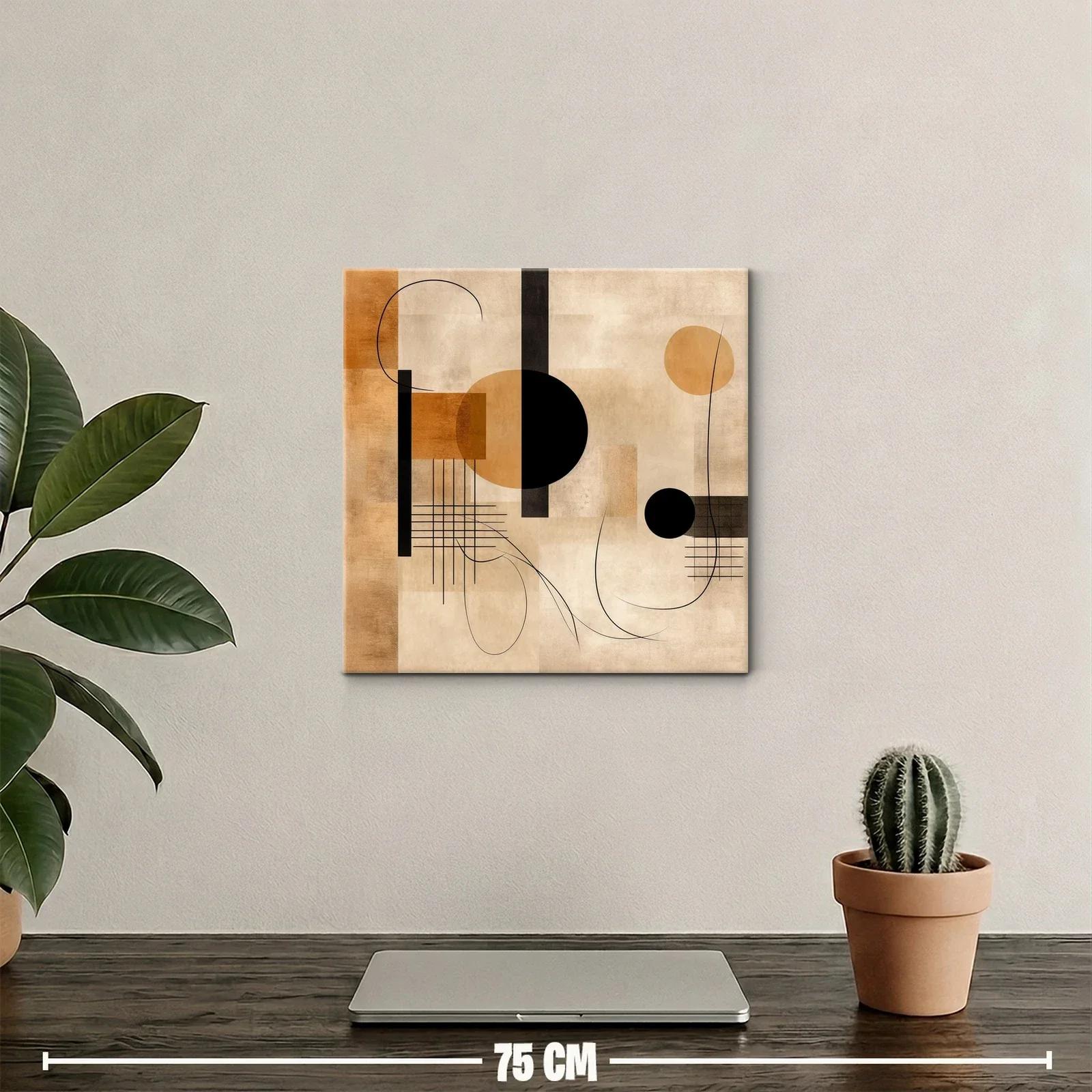 Cuadro abstracto con formas geométricas y tonos cálidos — miniatura 2