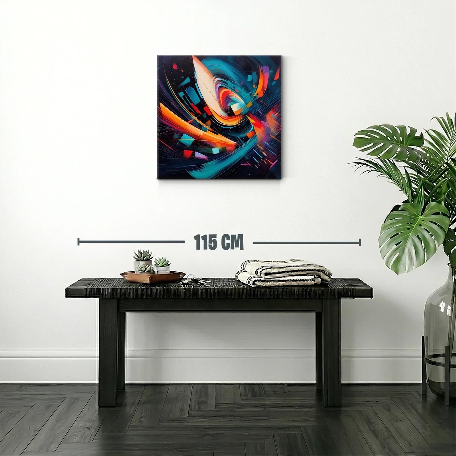 Arte abstracto dinámico con vibrantes tonos cálidos y fríos — miniatura 2