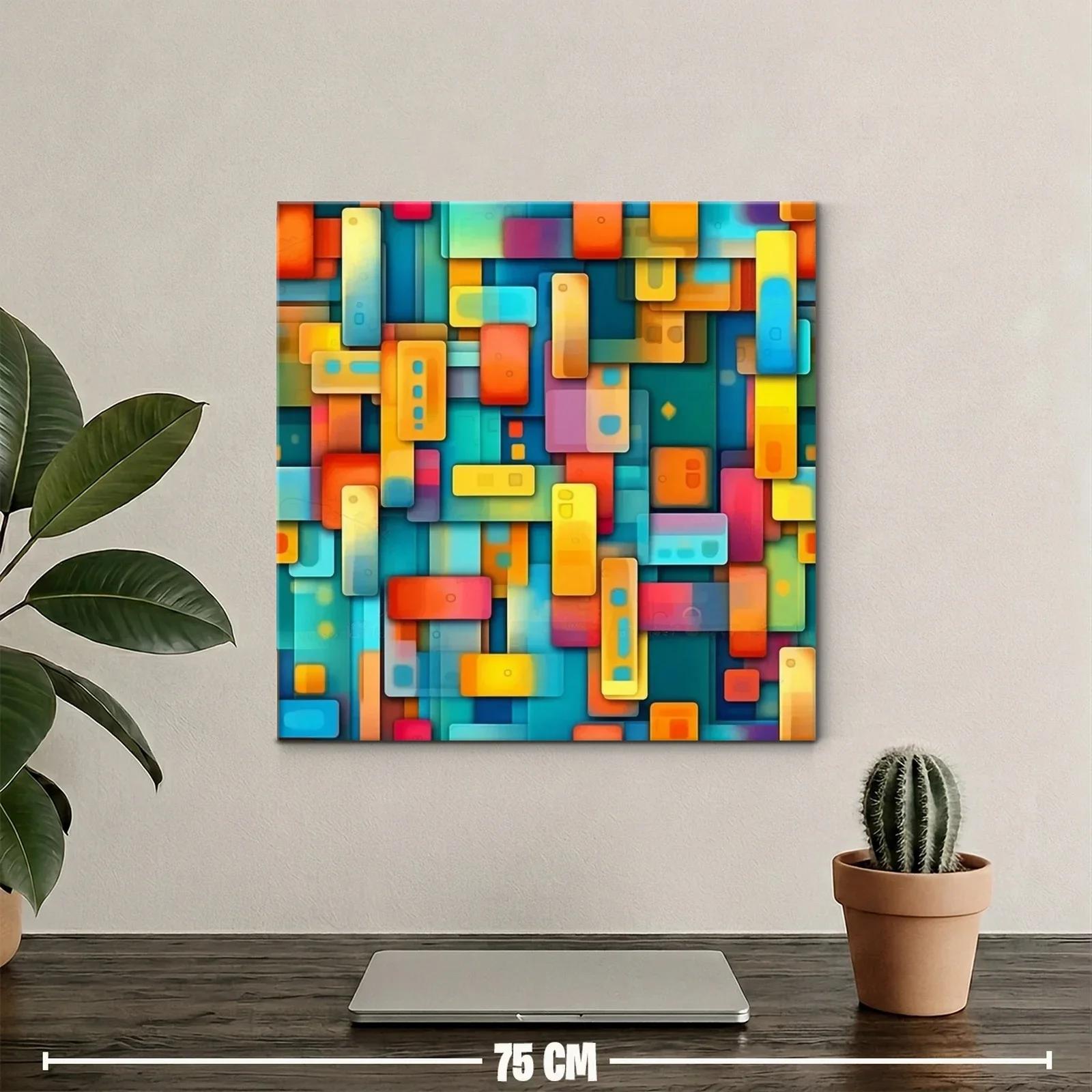 Composición geométrica en vibrantes tonos cálidos y fríos — miniatura 2